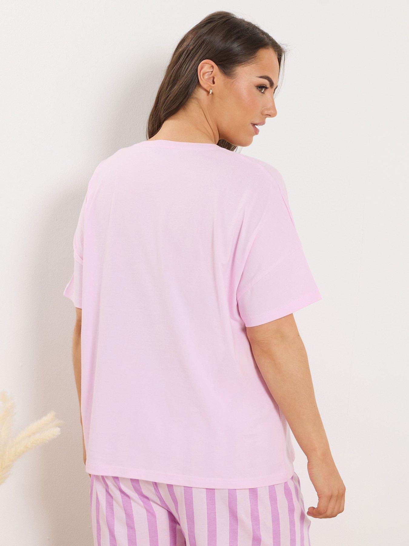Image 2 of 6 of Yours Curve 'seas The Day' Short Pyjama Set - Pink