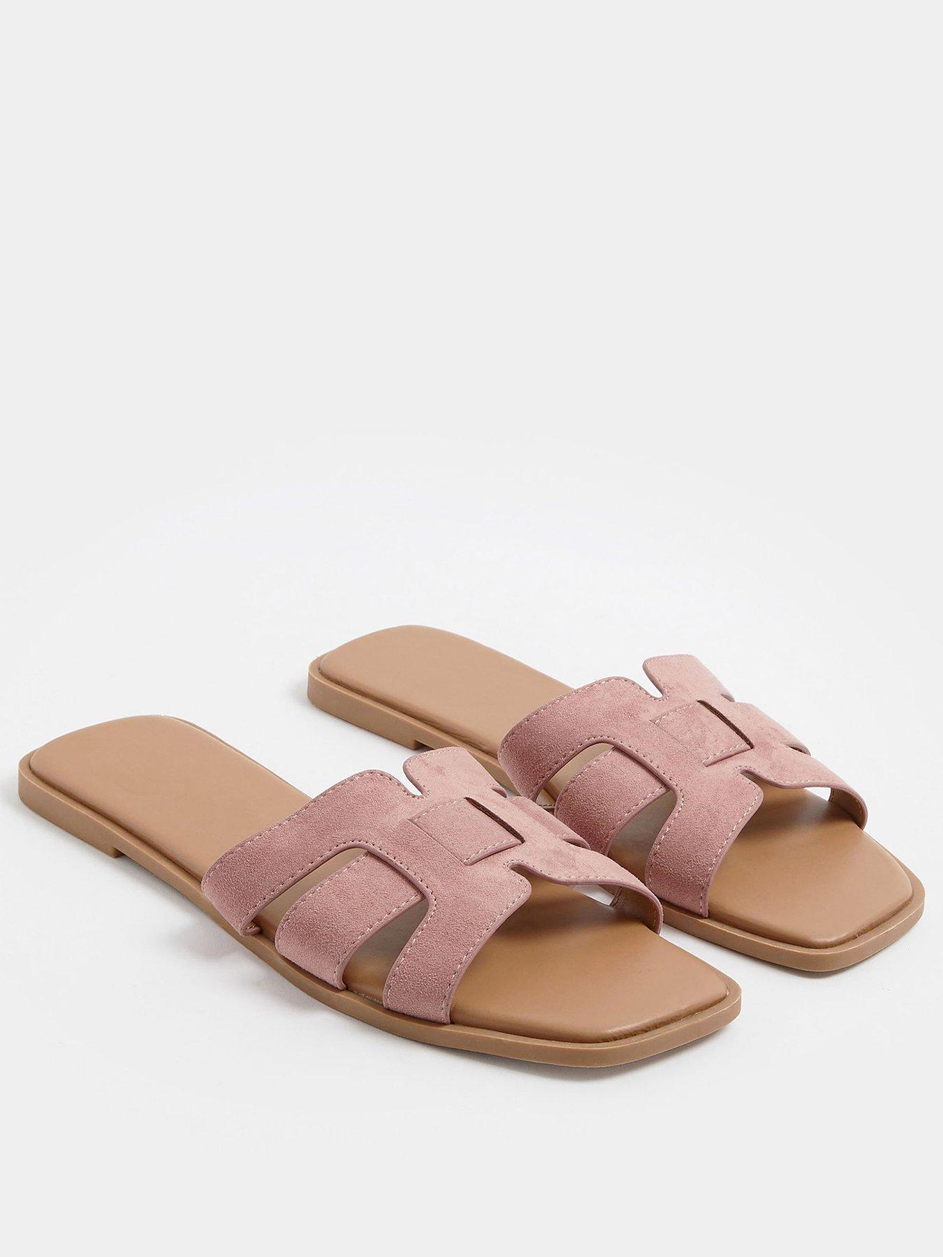 yours-wide-fit-cut-out-mule-sandals-pinkstillFront