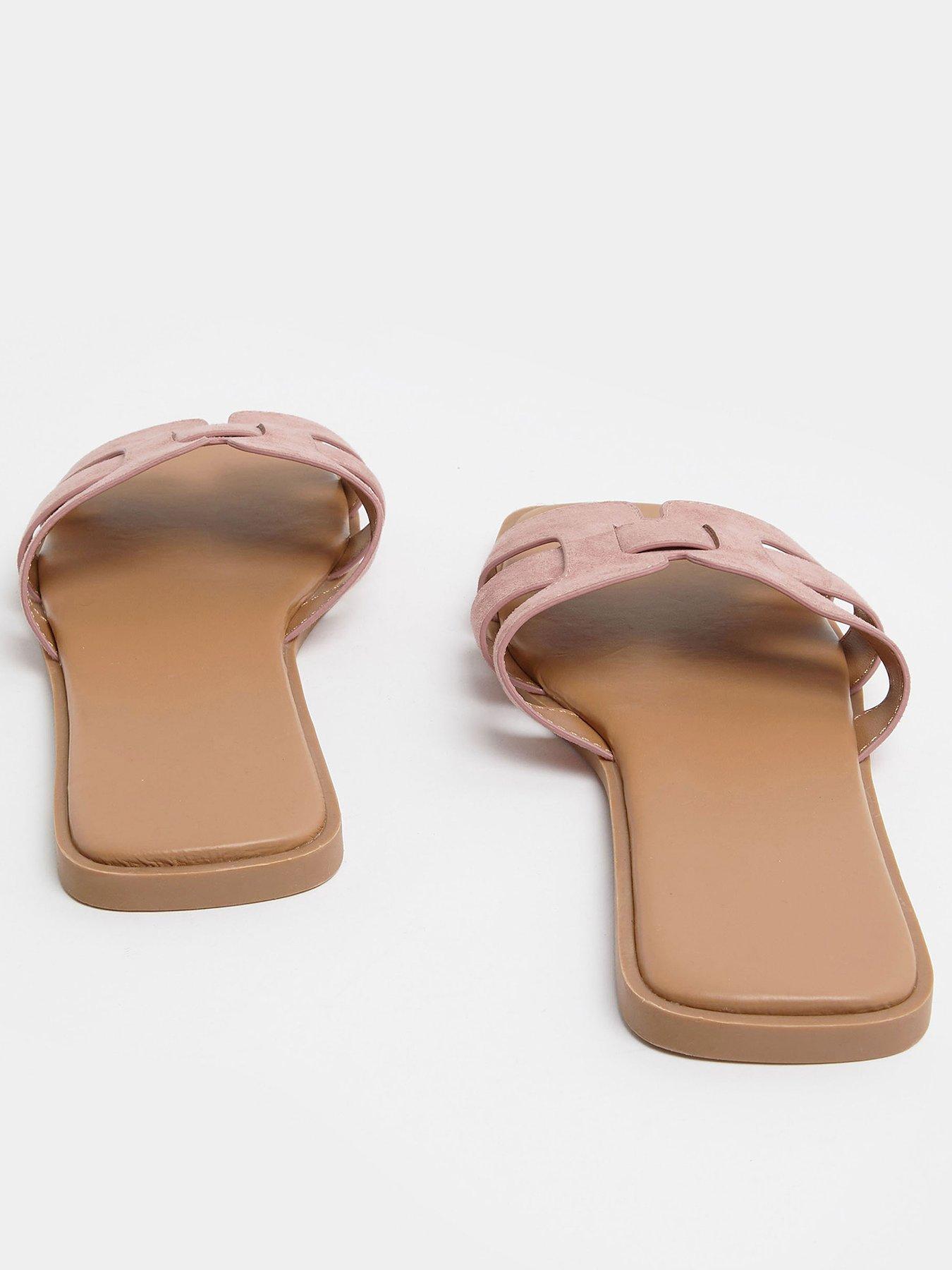 yours-wide-fit-cut-out-mule-sandals-pinkback