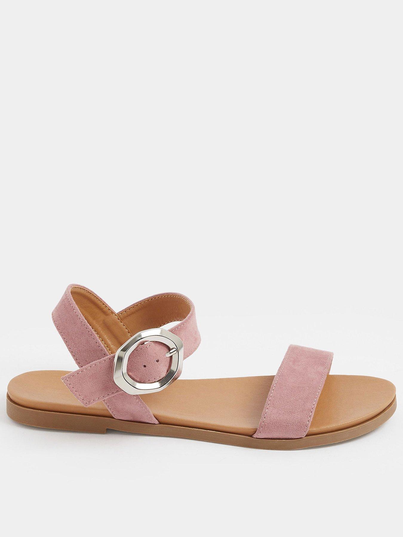 yours-wide-fit-2-part-brushed-buckle-sandal-pink