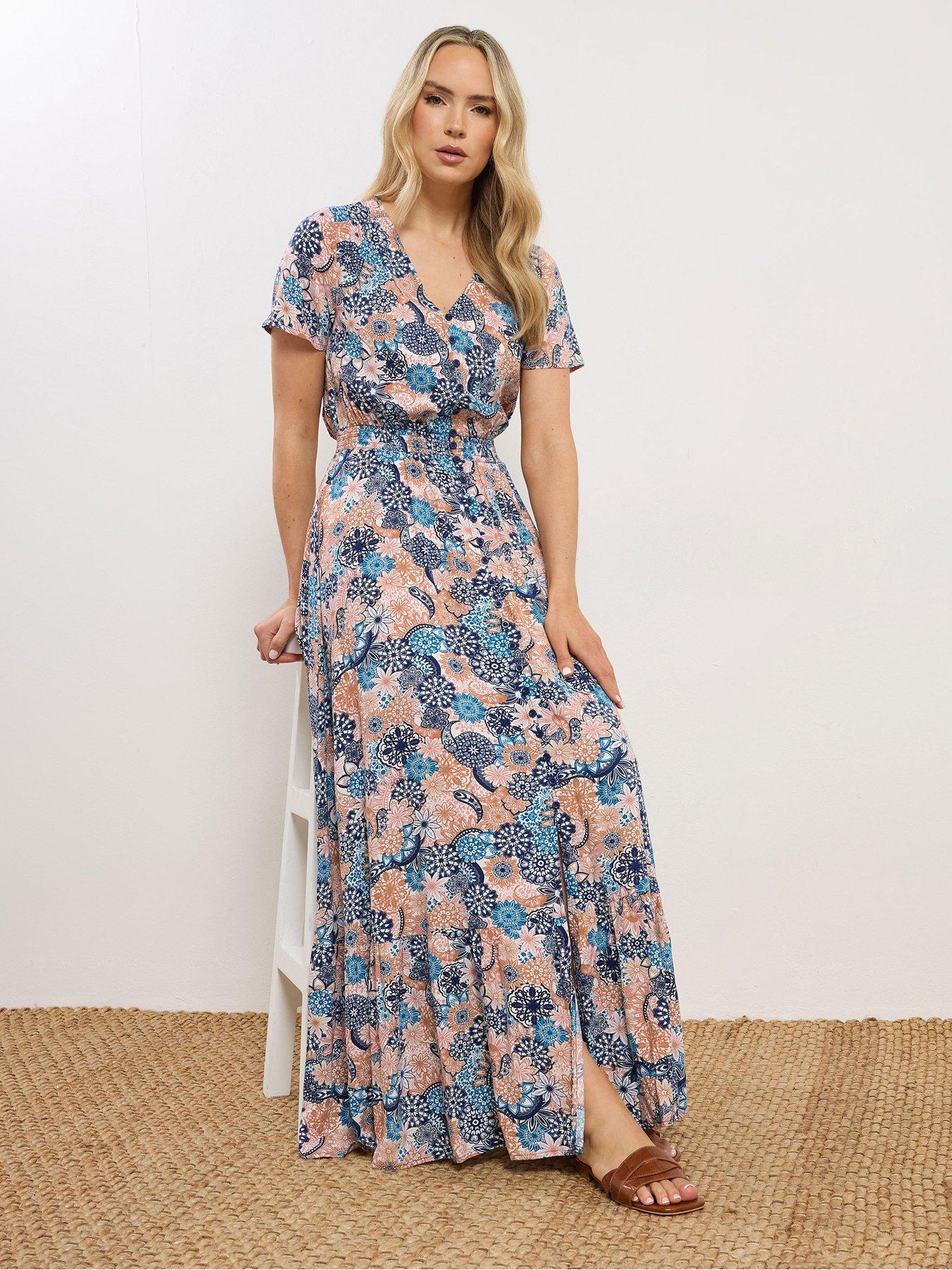 Image 1 of 5 of Long Tall Sally Tall Boho Floral Button Through Maxi Dress