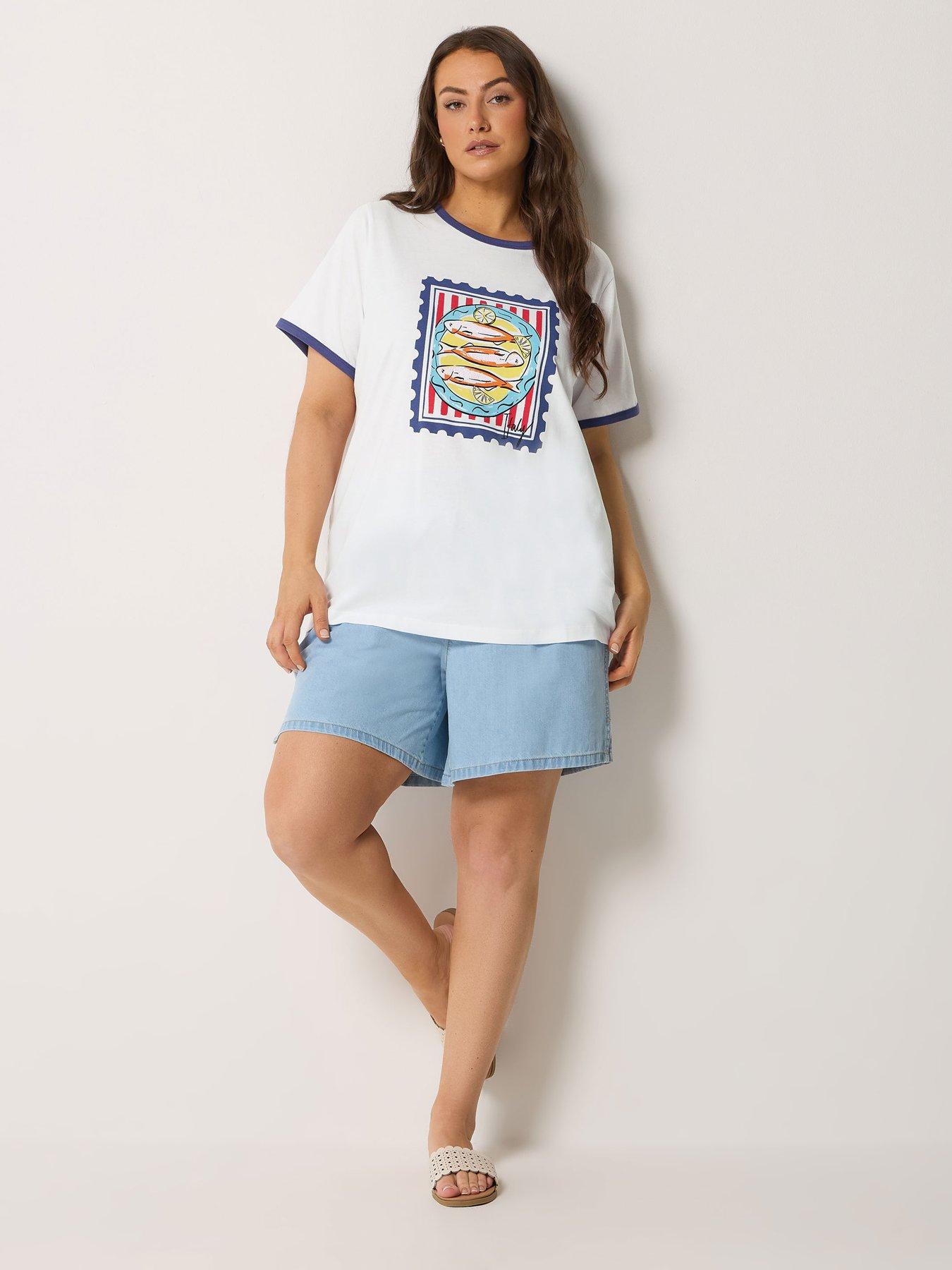 Image 3 of 5 of Yours Curve Placement Ringer T-Shirt - White