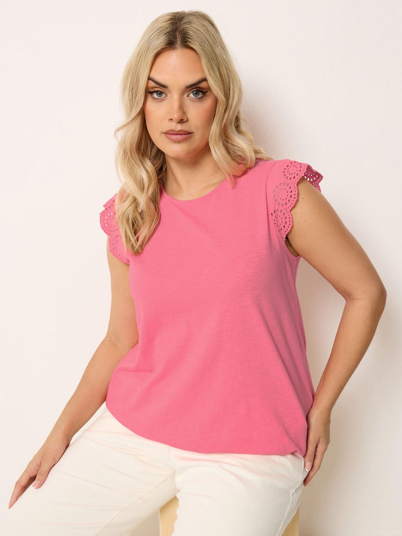yours-curve-broderie-frill-sleeve-vest-pinkfront