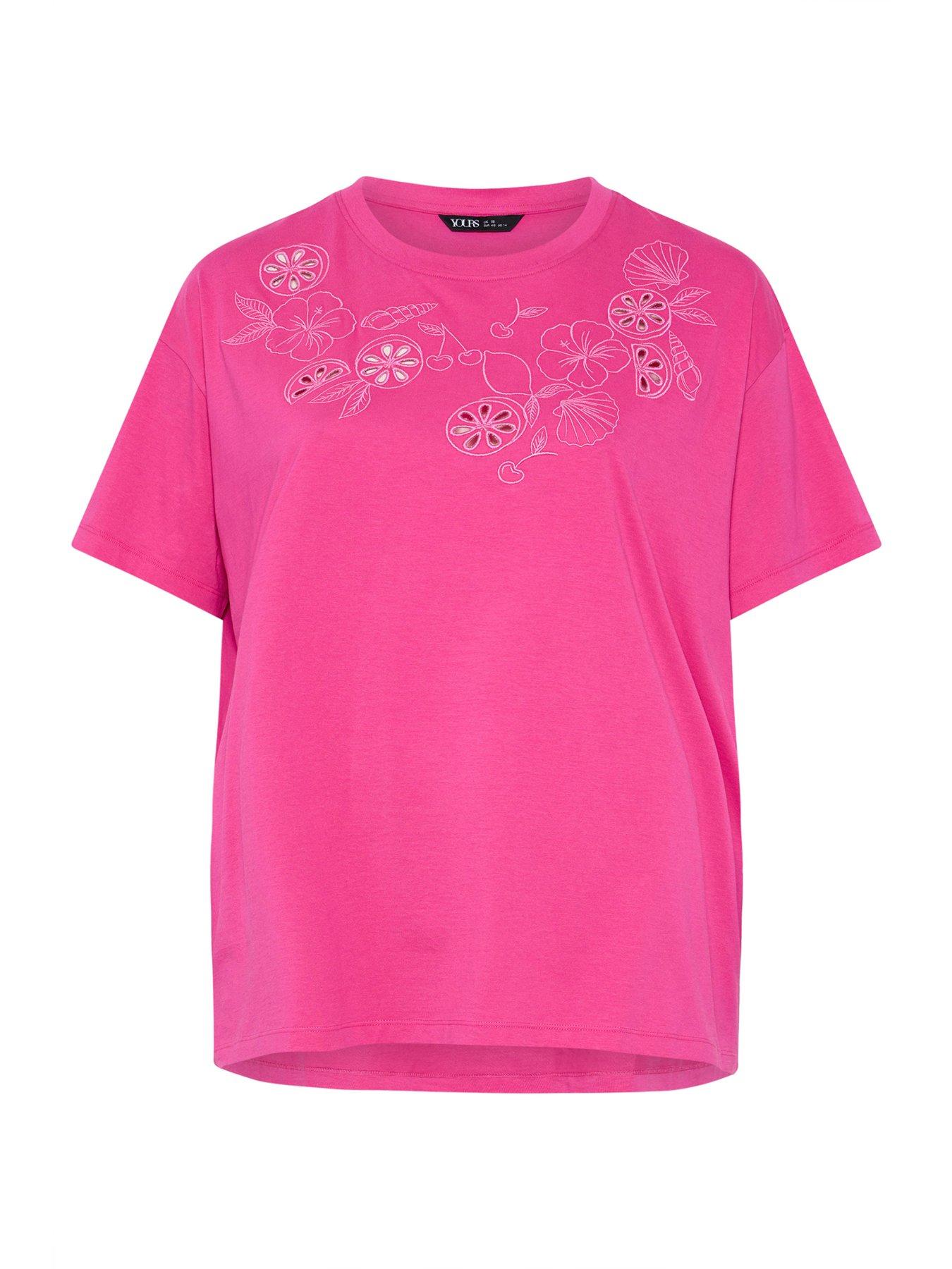 yours-curve-applique-fruit-print-t-shirt-pinkdetail