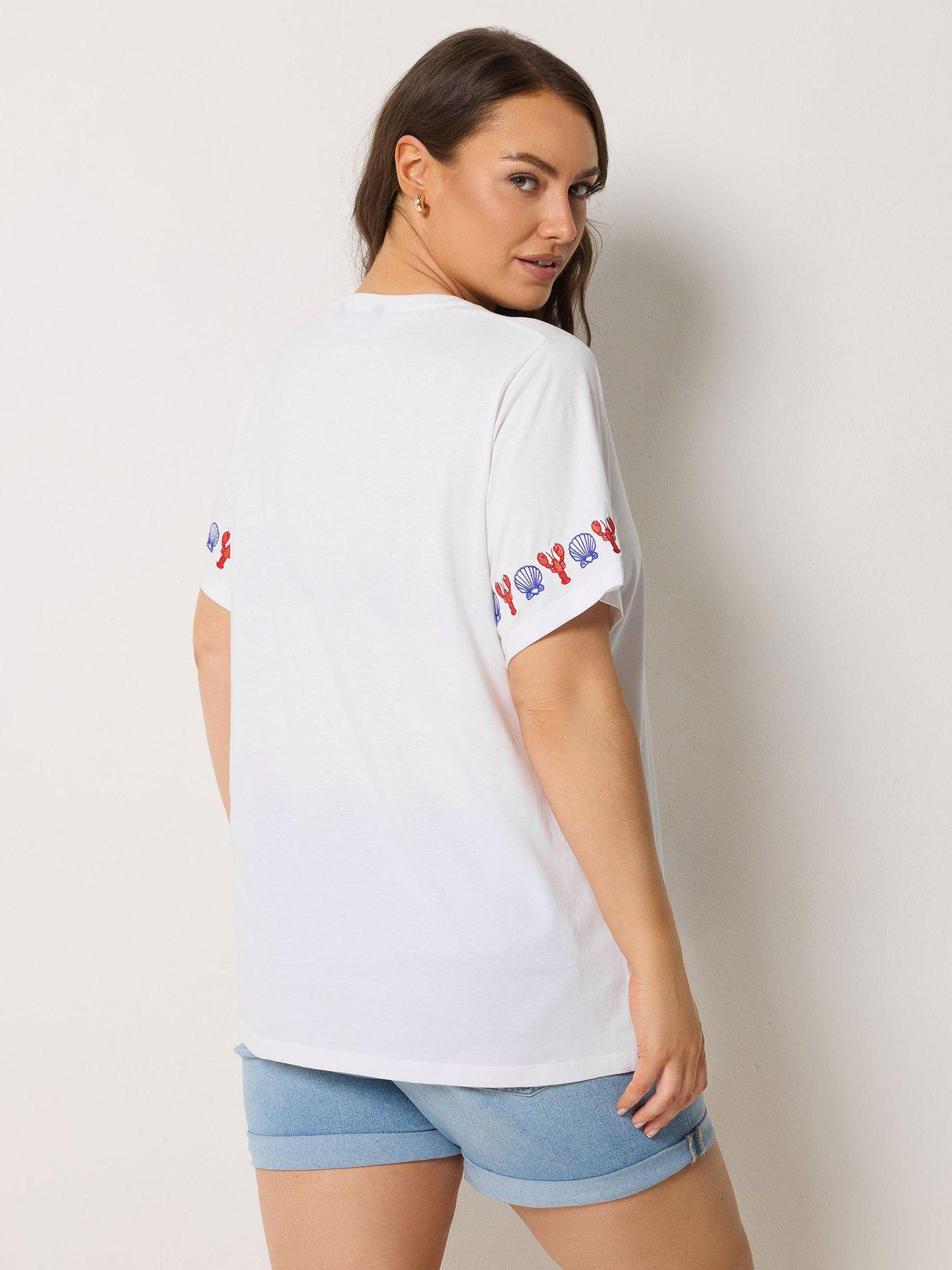 Image 2 of 5 of Yours Curve Printed Embroidery T-Shirt