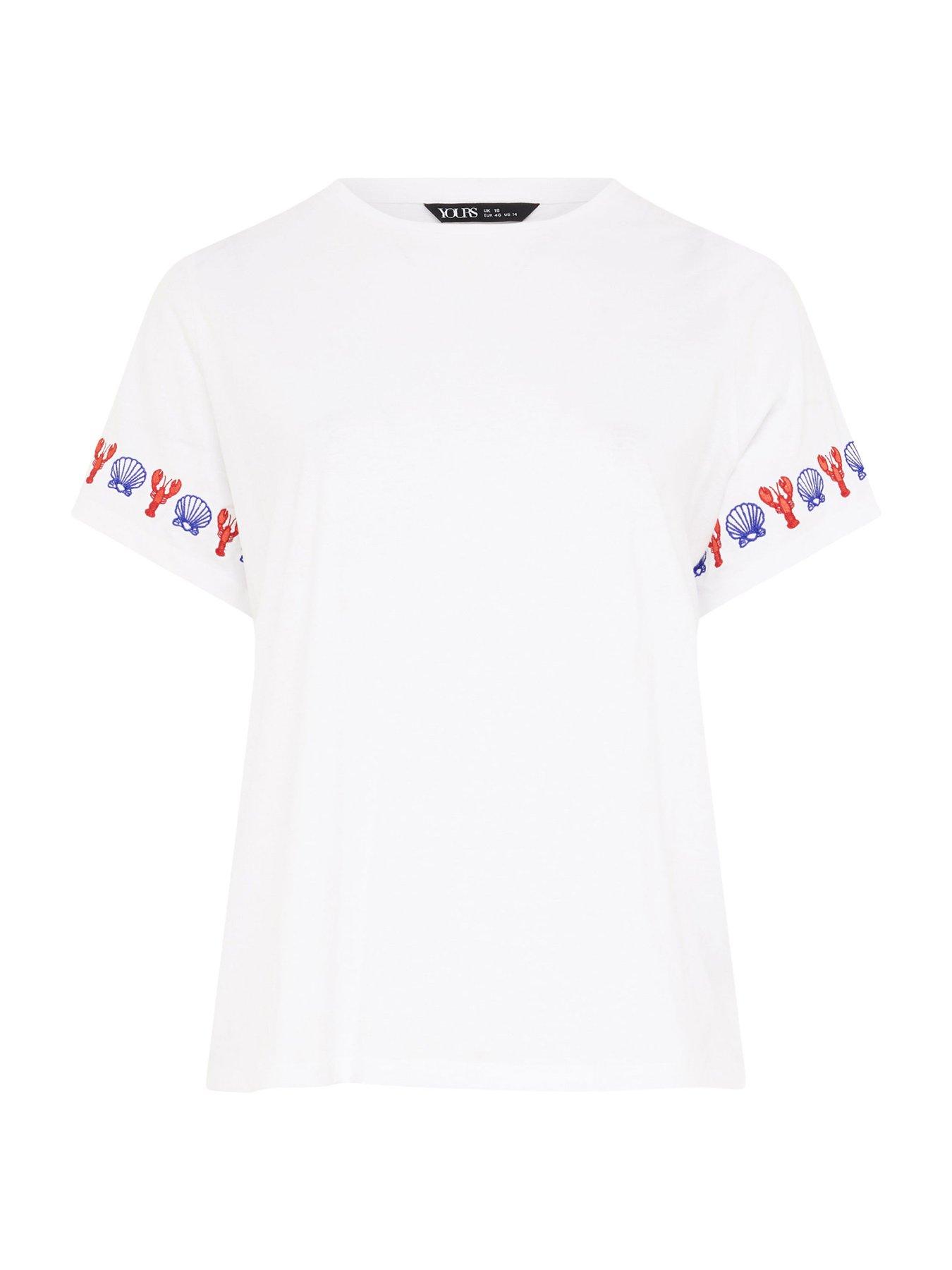 Image 5 of 5 of Yours Curve Printed Embroidery T-Shirt