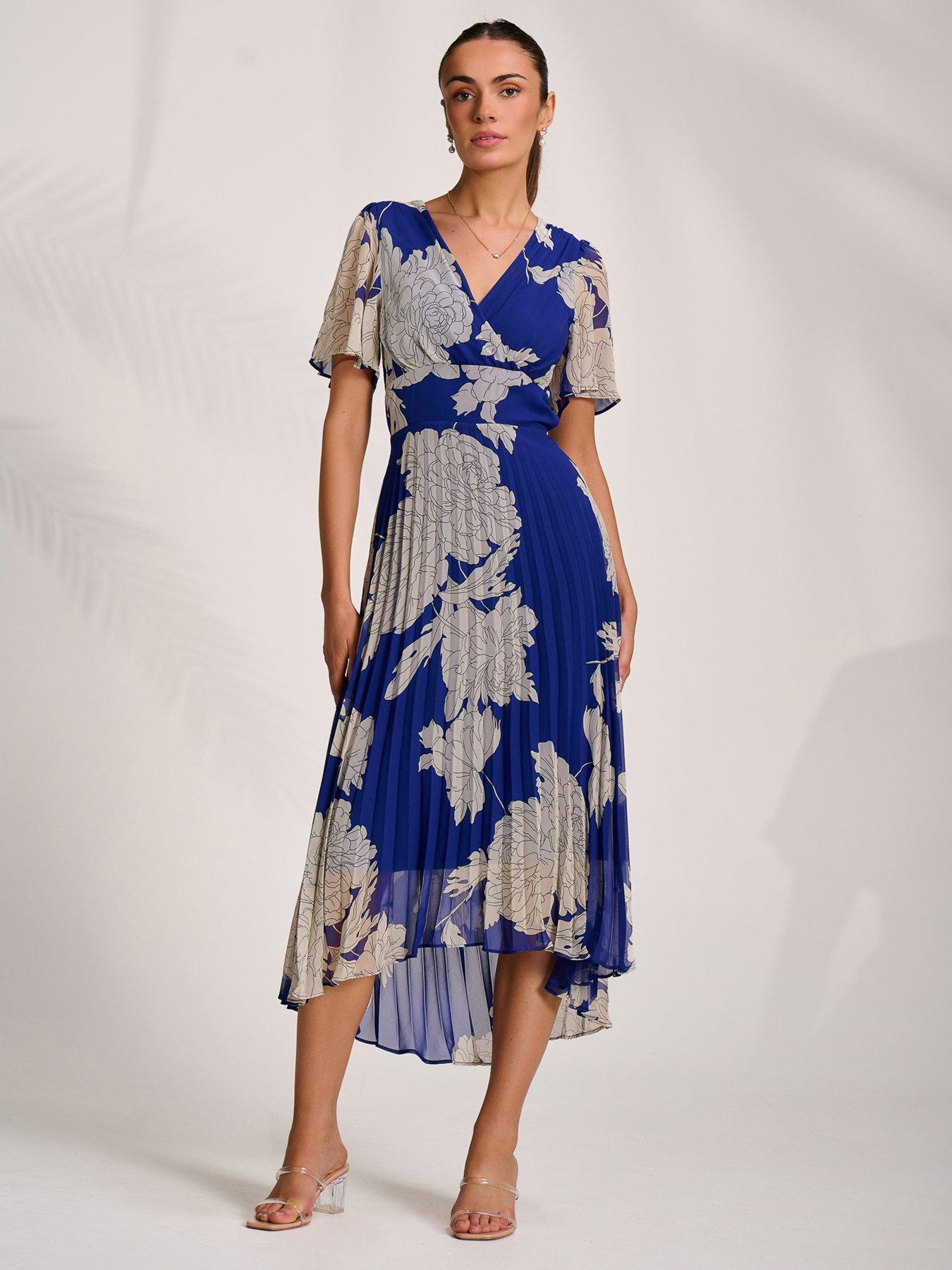 Image 1 of 7 of Jolie Moi Pleated Chiffon Maxi Dress