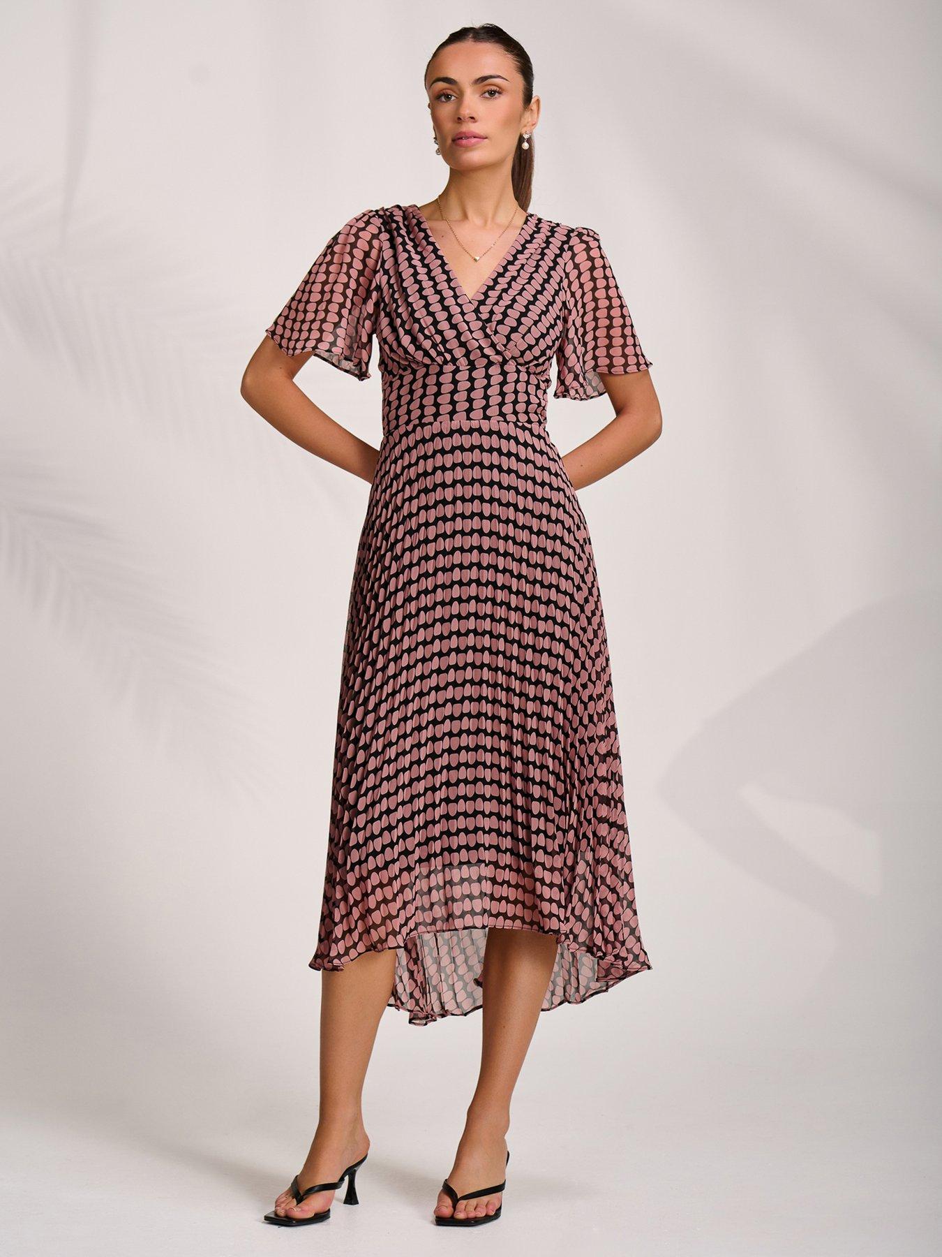 Jolie Moi Pleated Chiffon Maxi Dress - Pink