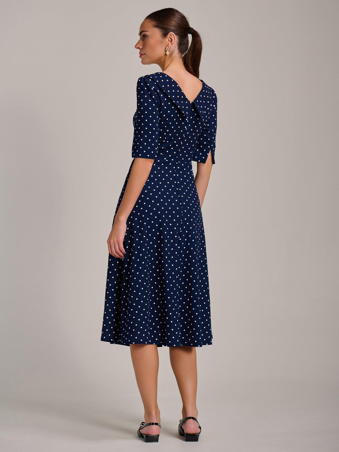 Image 2 of 7 of Jolie Moi Printed Scuba Fold Collar Midi Dress