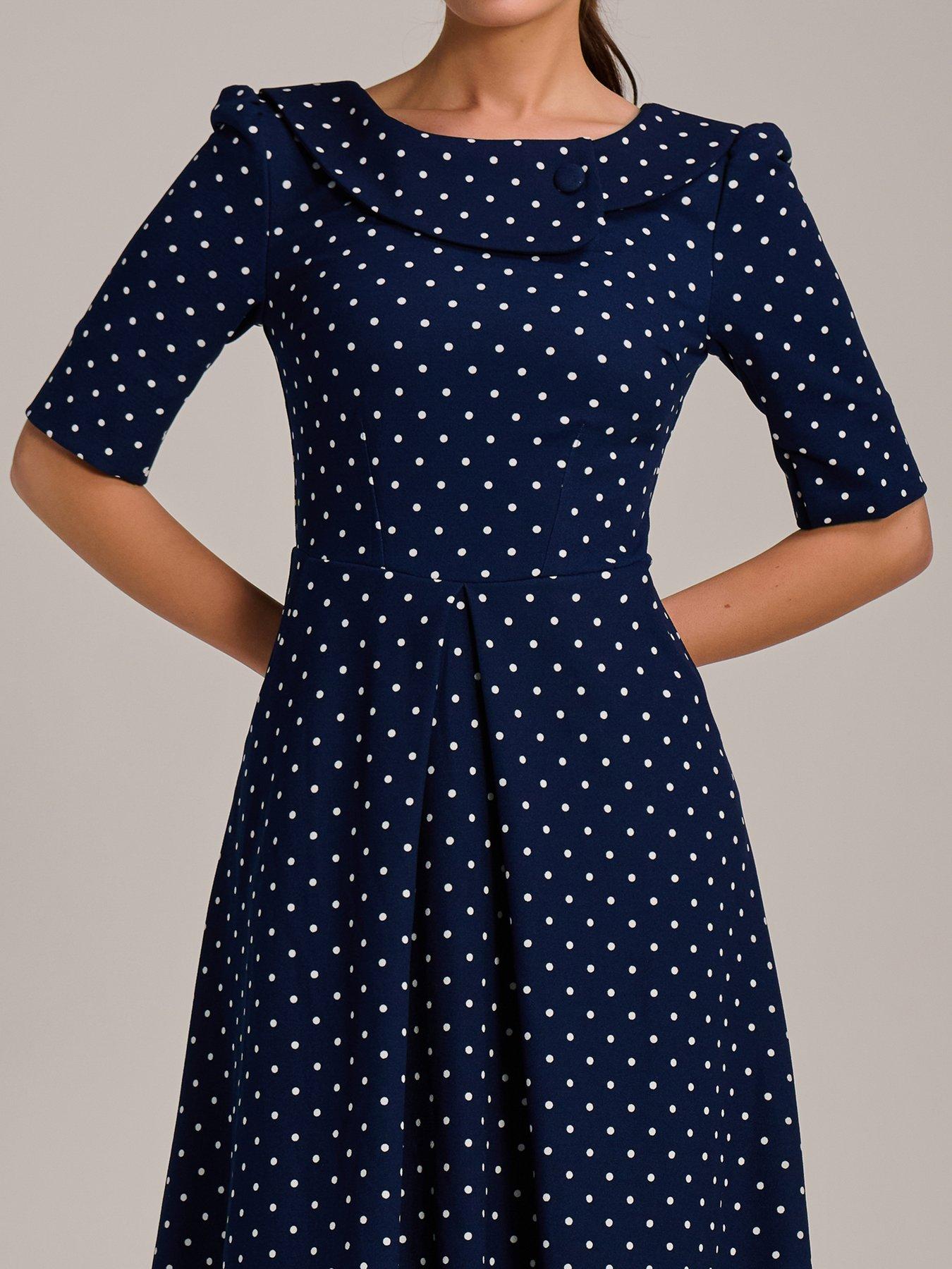 Image 4 of 7 of Jolie Moi Printed Scuba Fold Collar Midi Dress