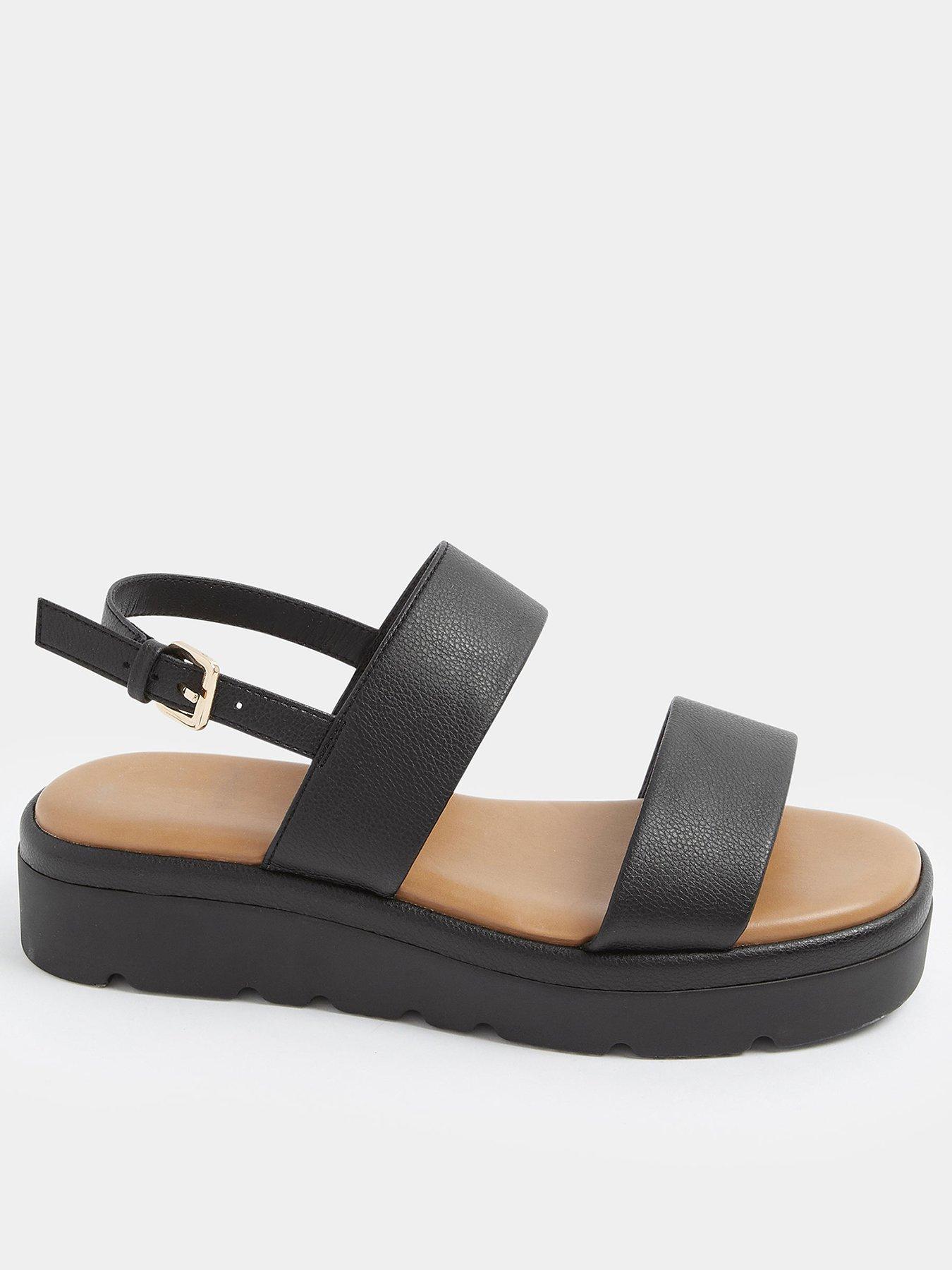 Yours Extra Wide Fit 2 Part Padded Low Wedge Sandal