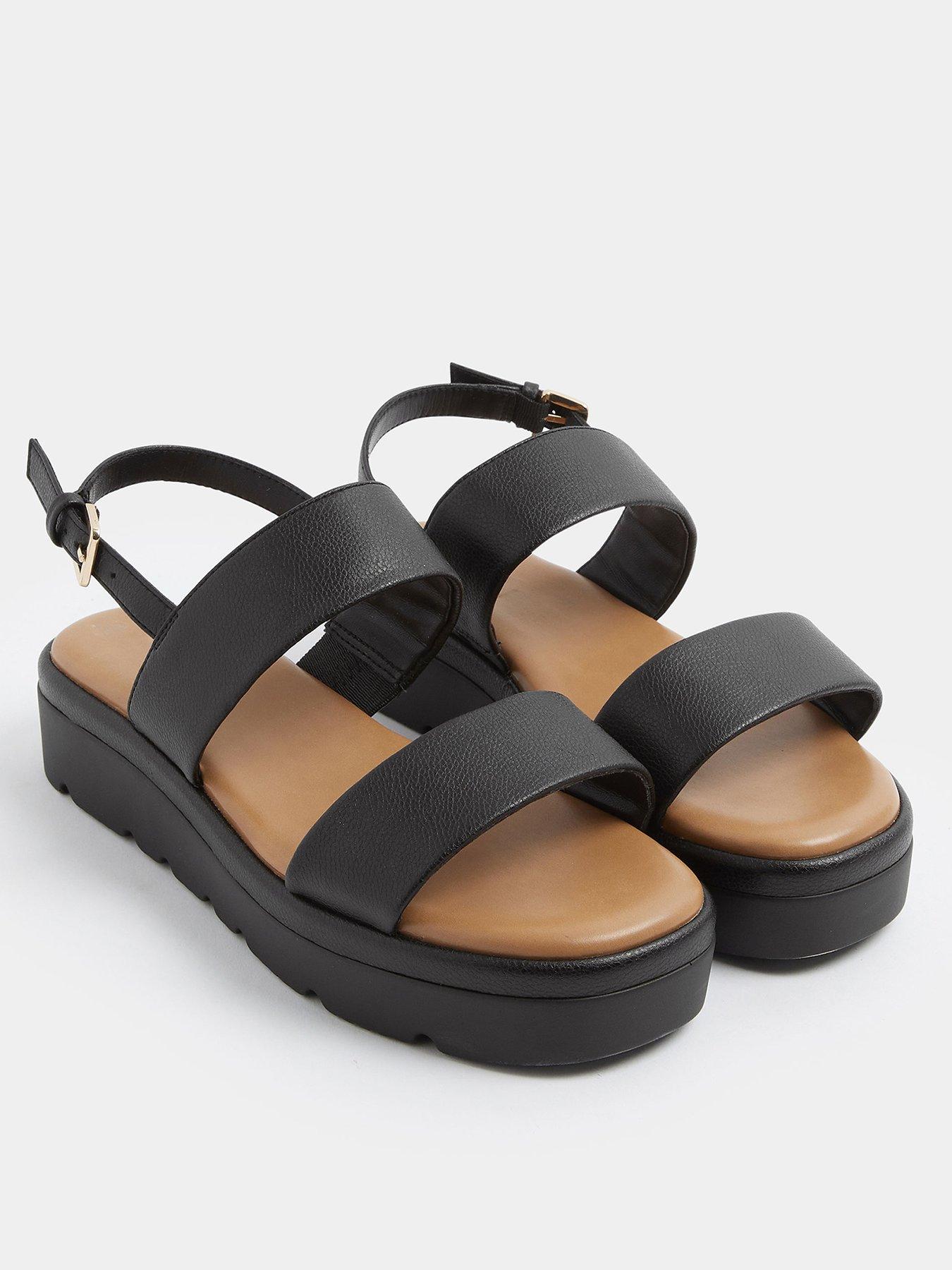 yours-extra-wide-fit-2-part-padded-low-wedge-sandal-blackstillFront