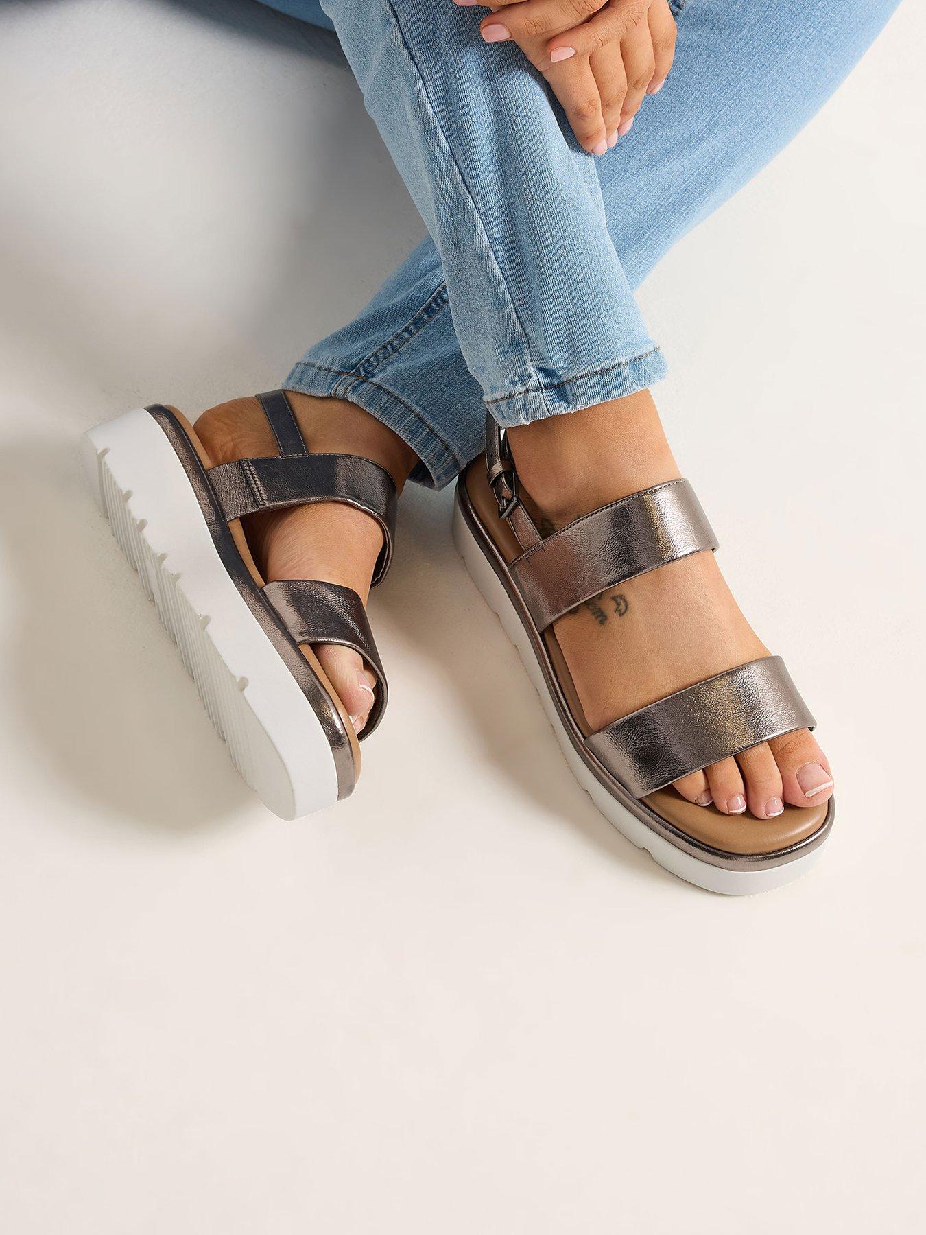 Yours Extra Wide Fit 2 Part Padded Low Wedge Sandal