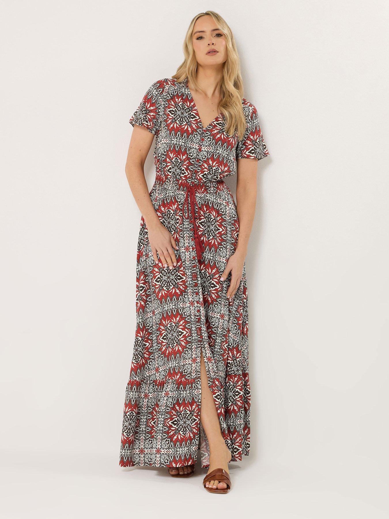 Long Tall Sally Tall Rust Tile Button Through Maxi Dress