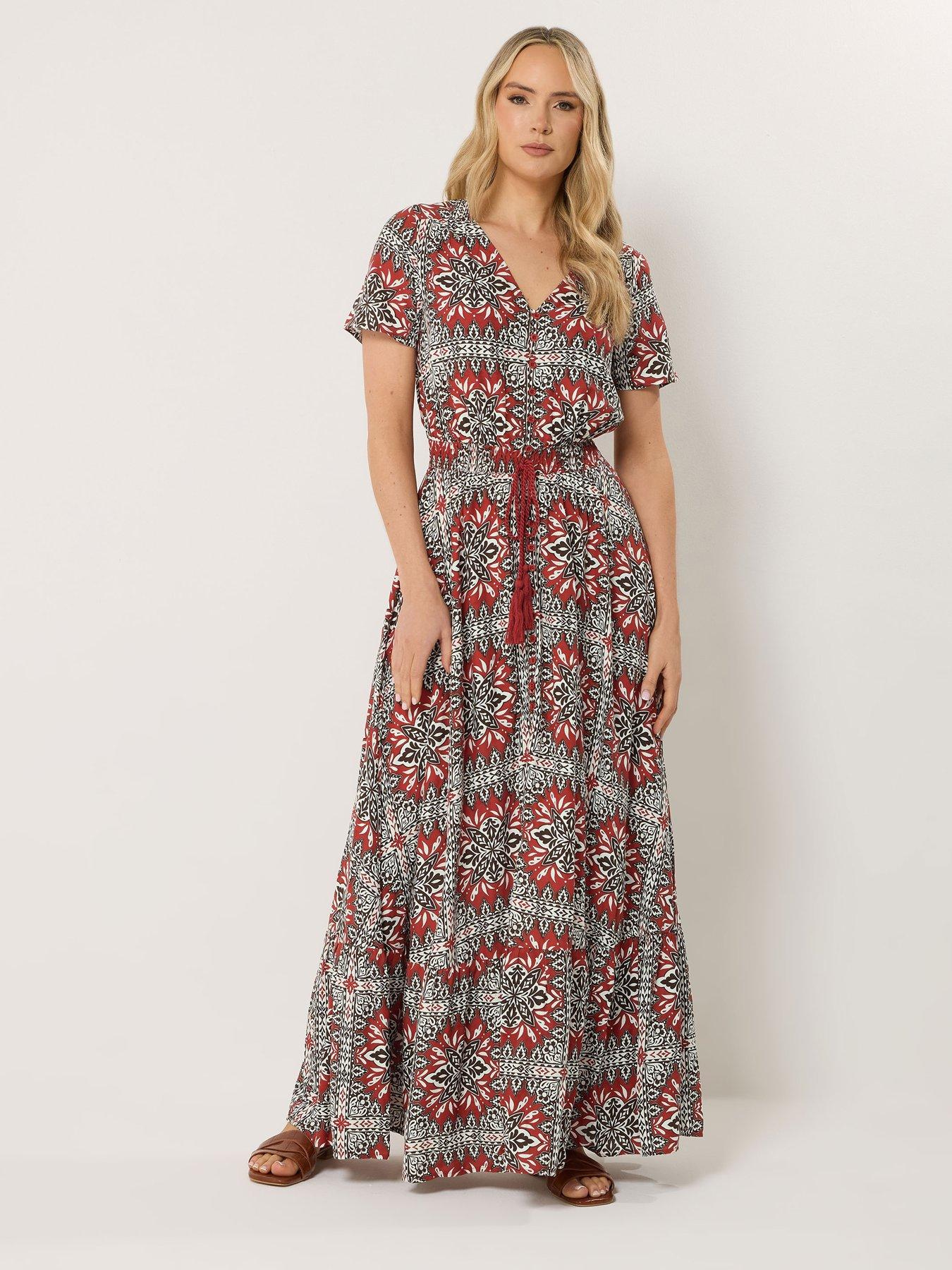 Image 3 of 4 of Long Tall Sally Tall Rust Tile Button Through Maxi Dress