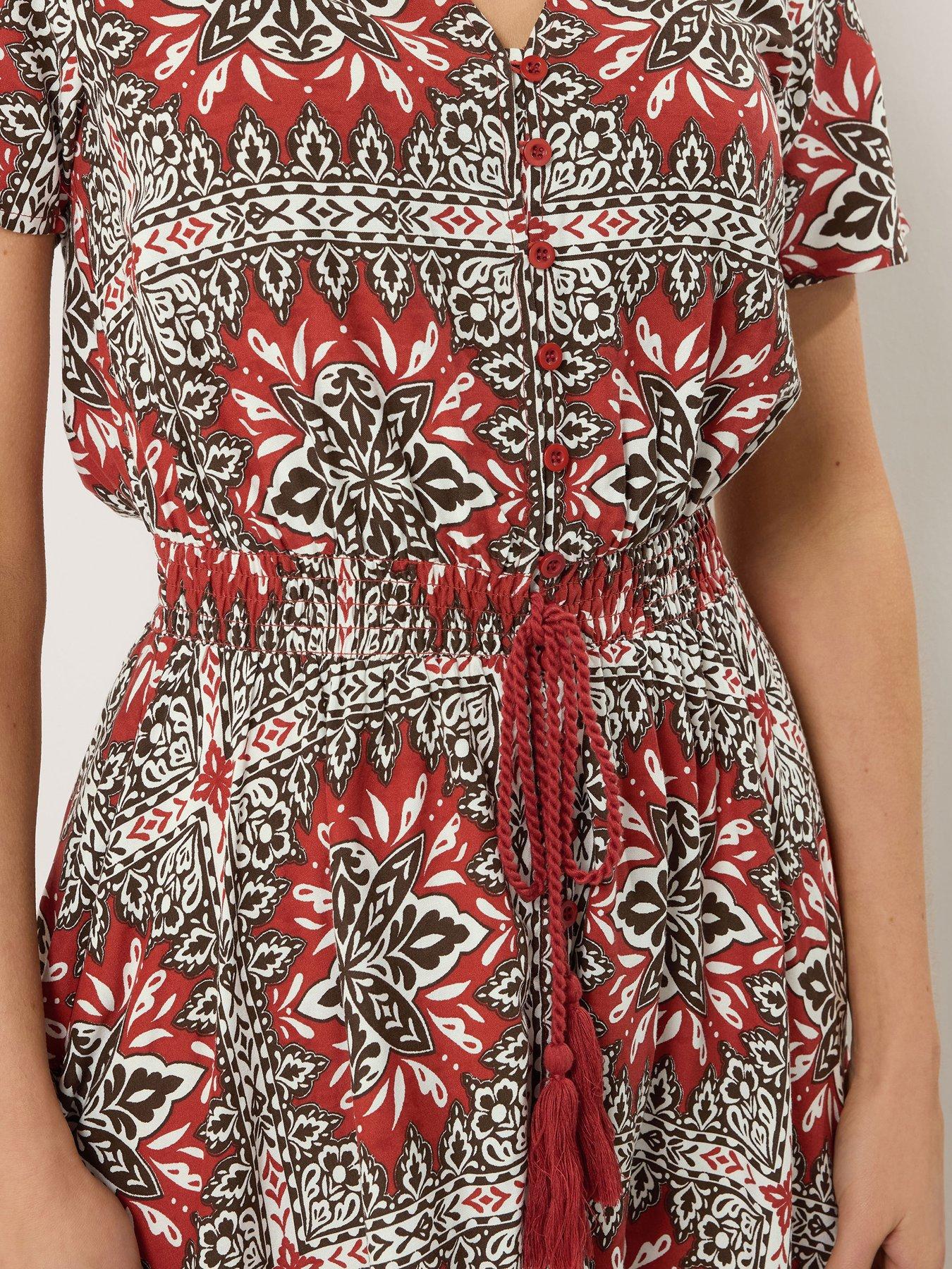 Image 4 of 4 of Long Tall Sally Tall Rust Tile Button Through Maxi Dress