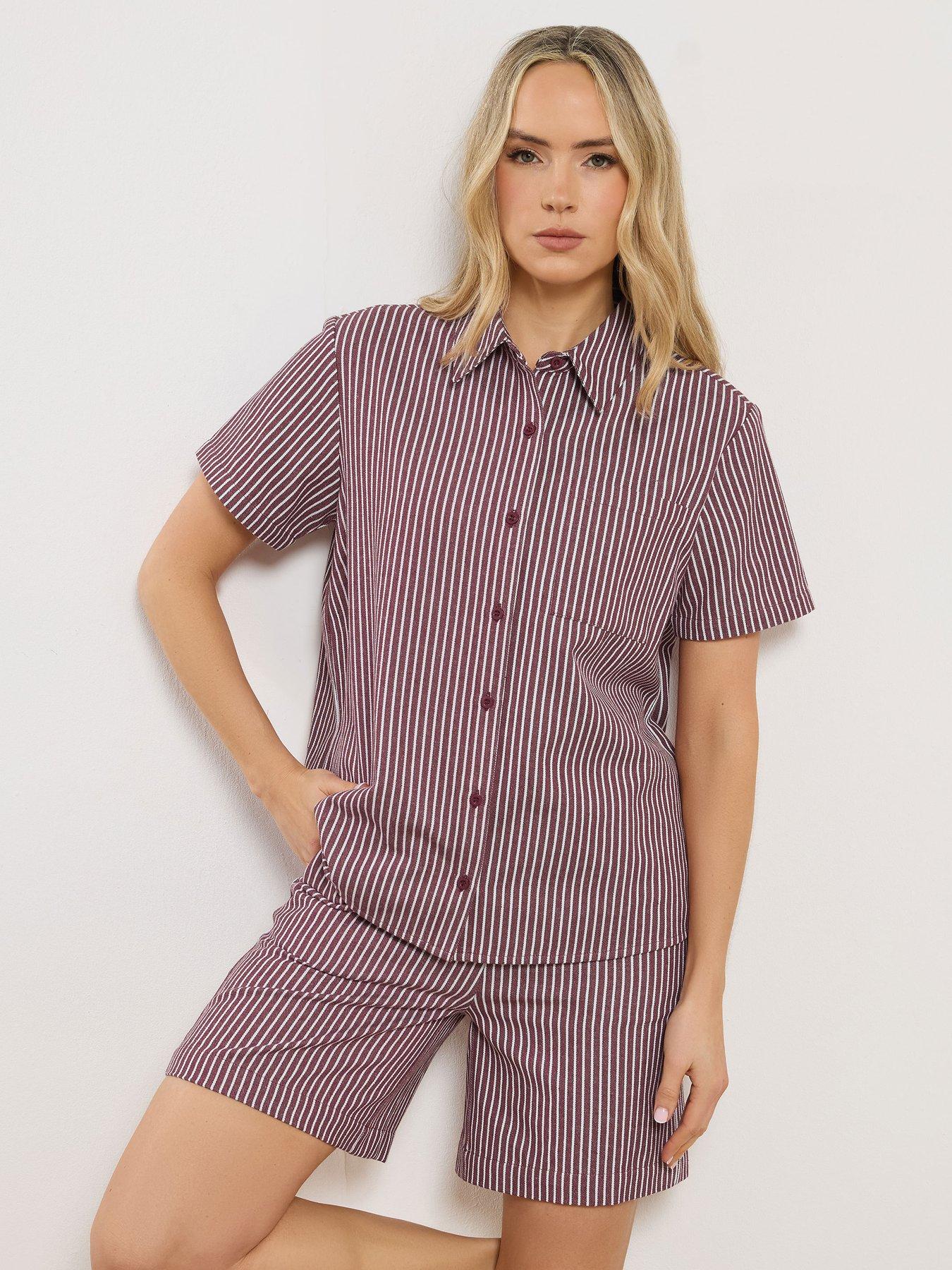 Long Tall Sally Stripe Button Shirt - Red