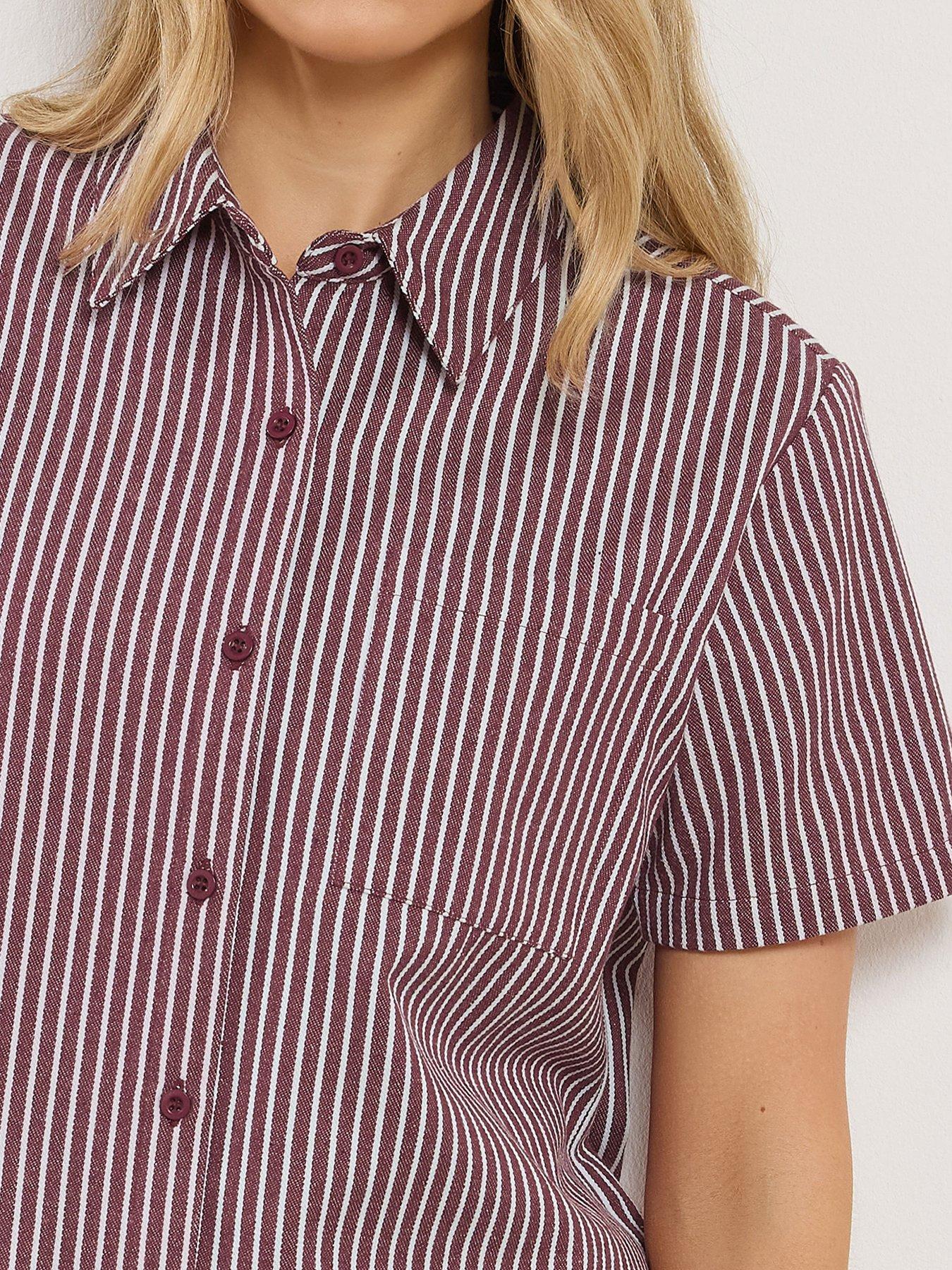 Image 4 of 5 of Long Tall Sally Stripe Button Shirt - Red