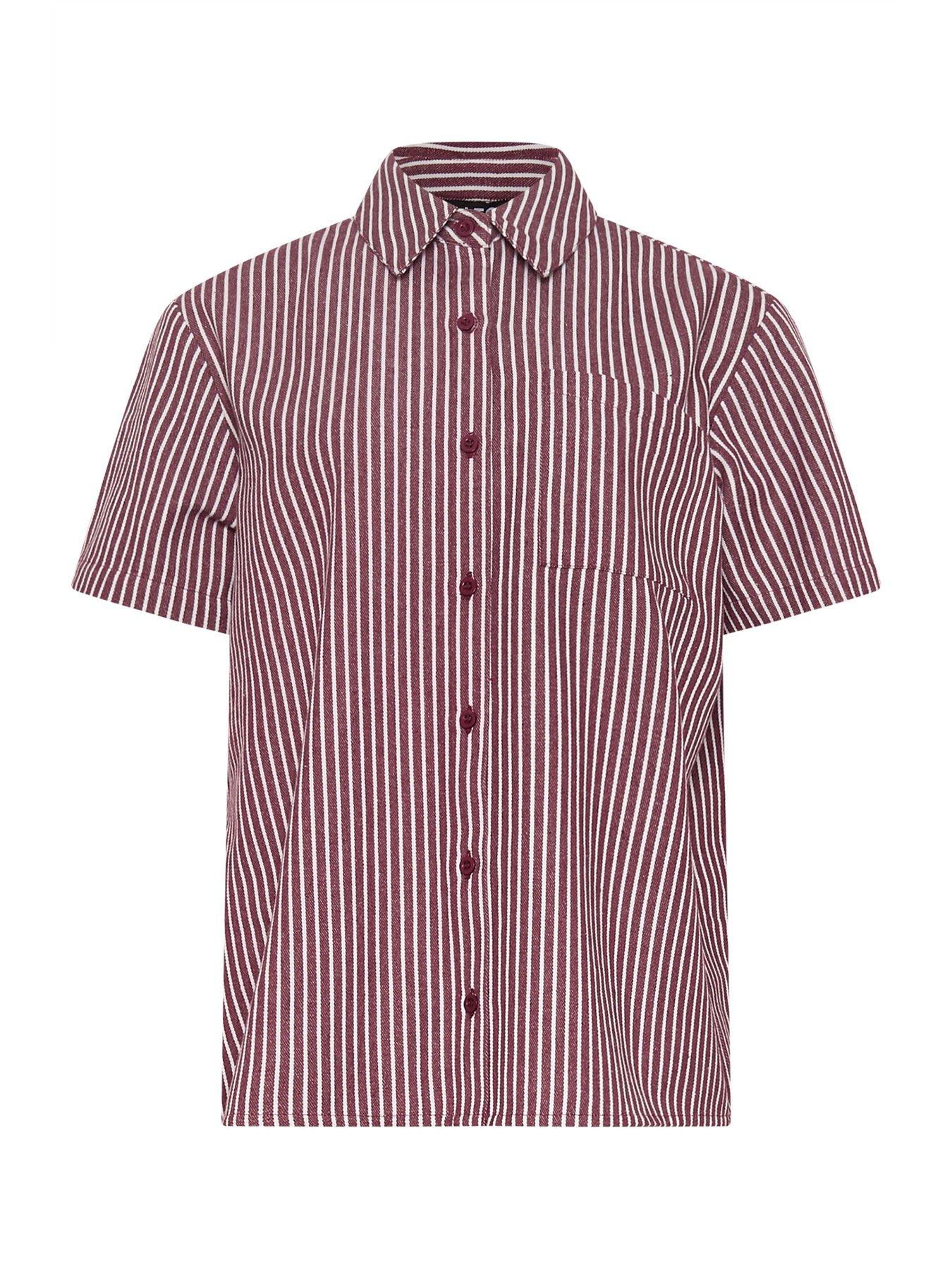 Image 5 of 5 of Long Tall Sally Stripe Button Shirt - Red