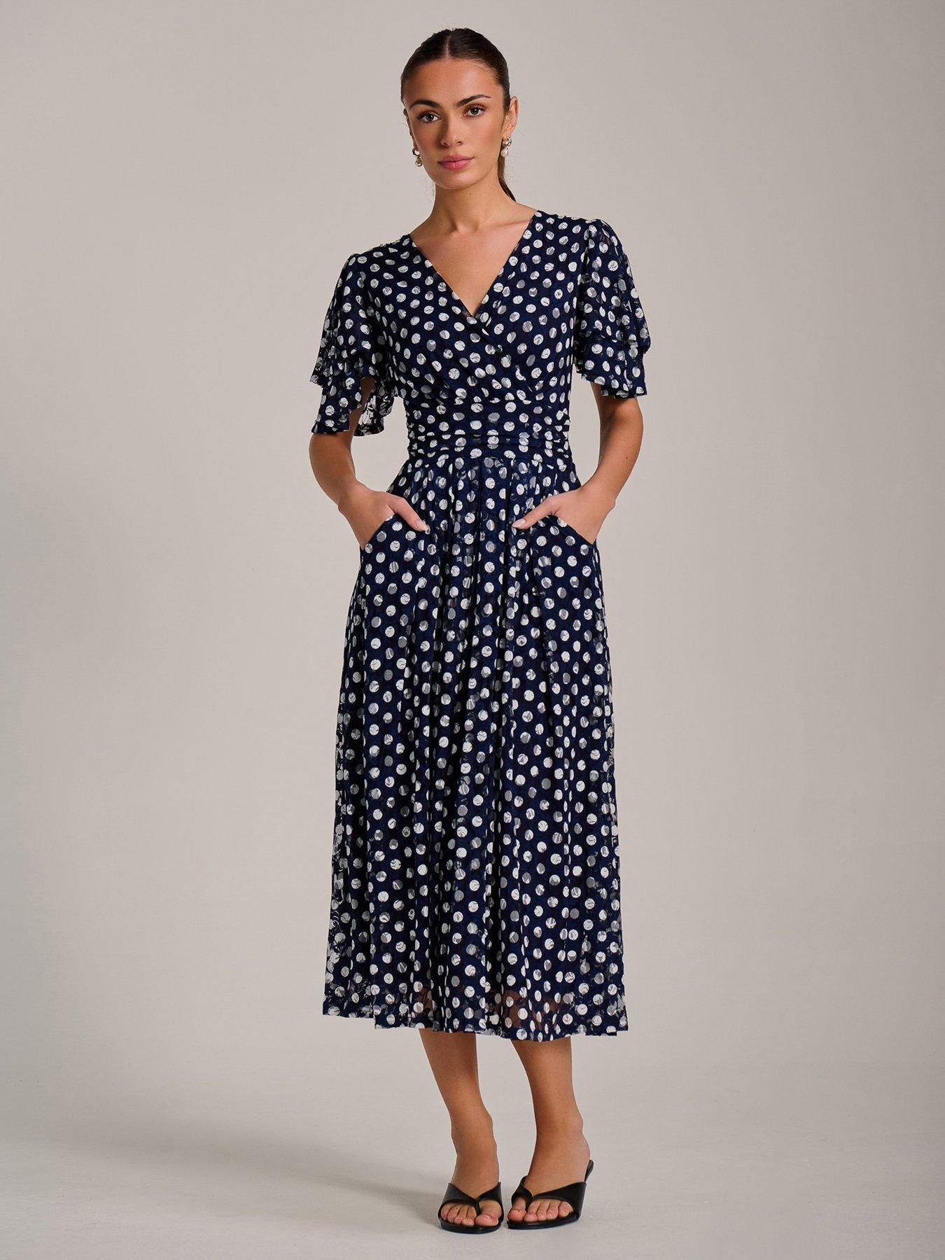 Jolie Moi Angel Sleeve Print Lace Maxi Dress