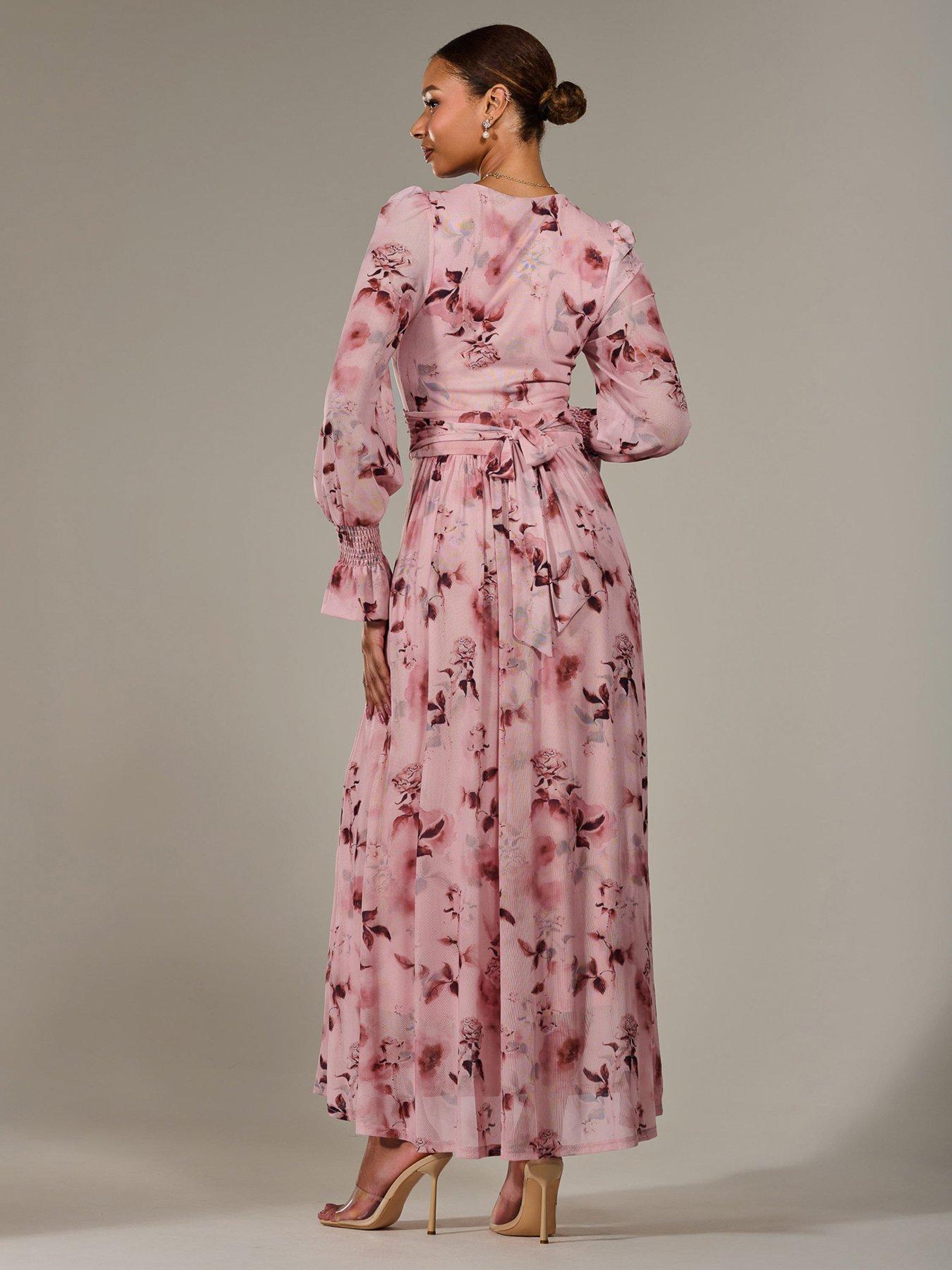 Image 2 of 7 of Jolie Moi Long Sleeve Mesh Maxi Dress