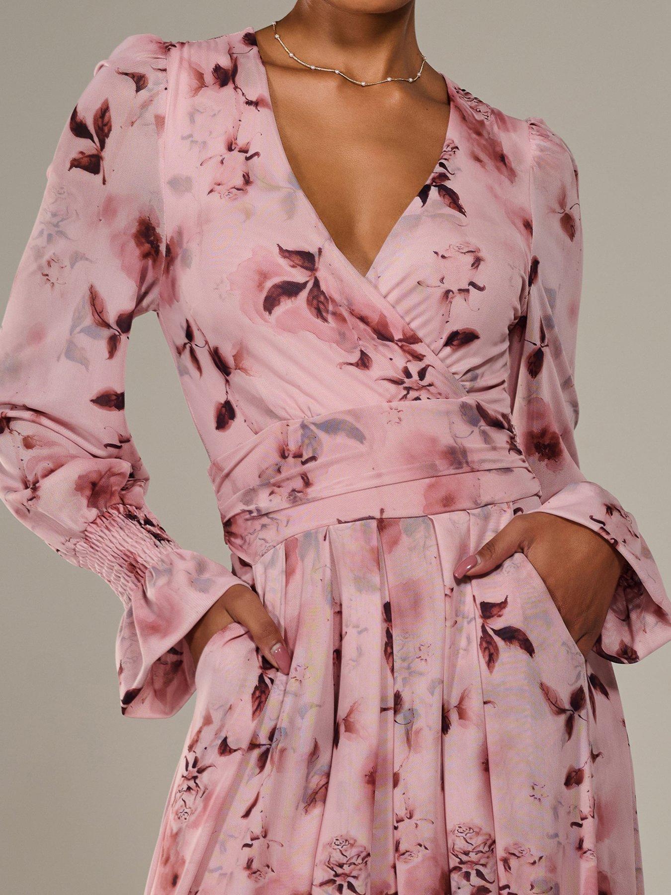 Image 4 of 7 of Jolie Moi Long Sleeve Mesh Maxi Dress