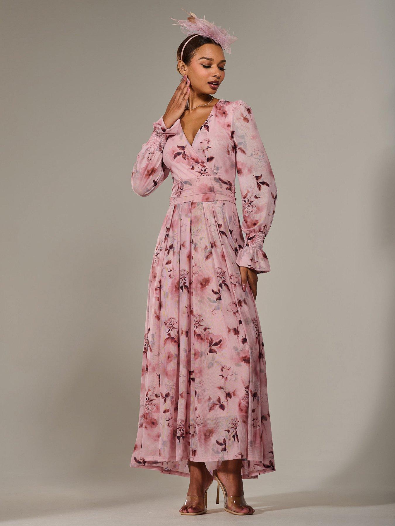 Image 5 of 7 of Jolie Moi Long Sleeve Mesh Maxi Dress