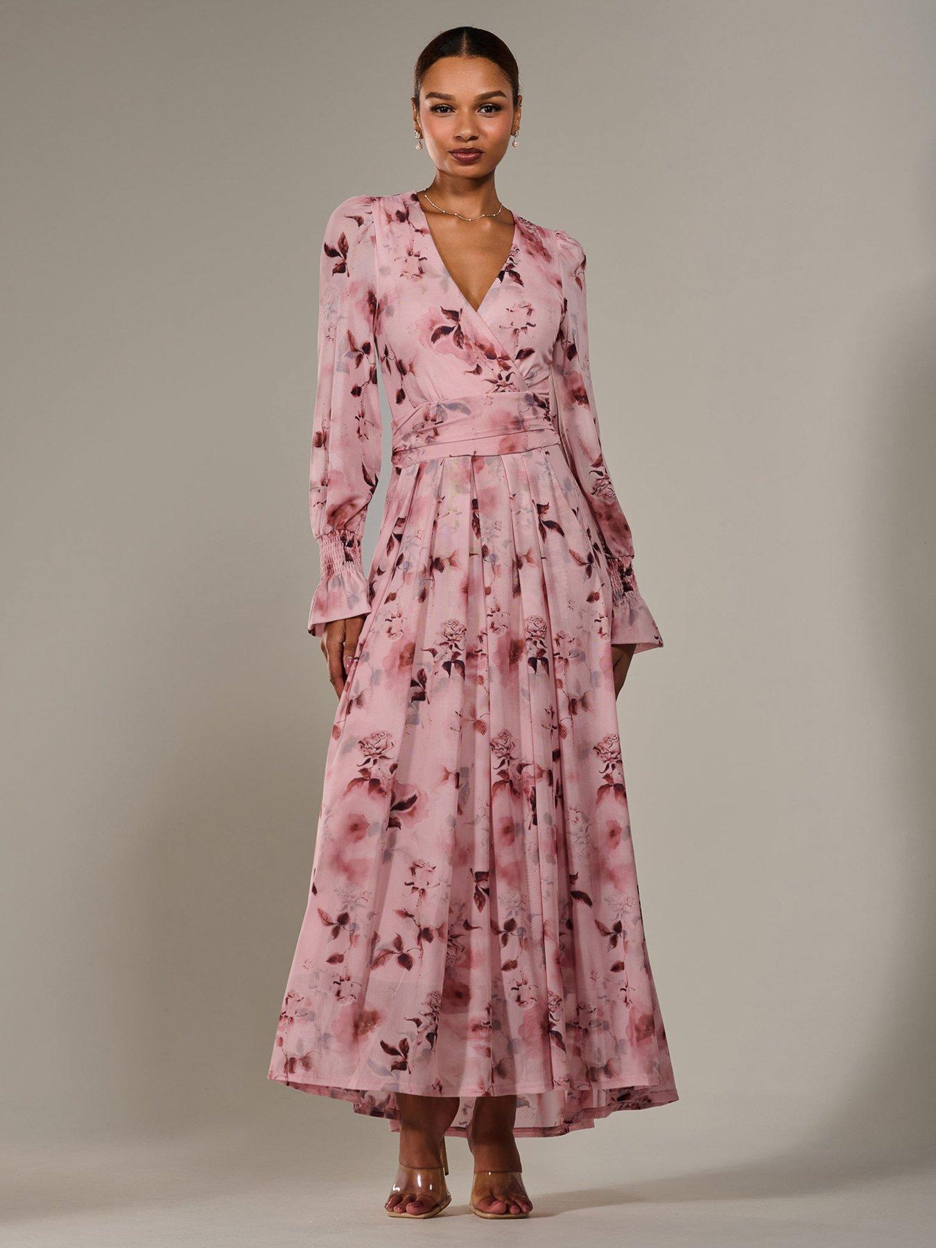 Image 6 of 7 of Jolie Moi Long Sleeve Mesh Maxi Dress