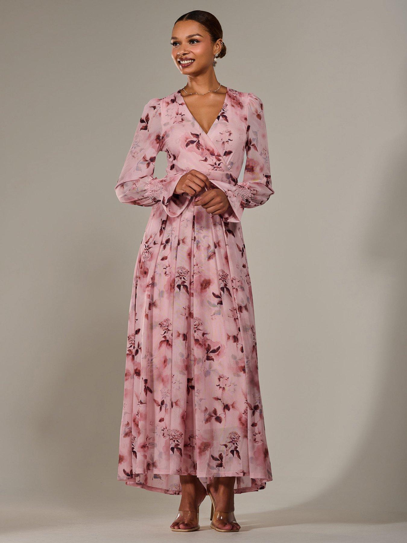Image 7 of 7 of Jolie Moi Long Sleeve Mesh Maxi Dress