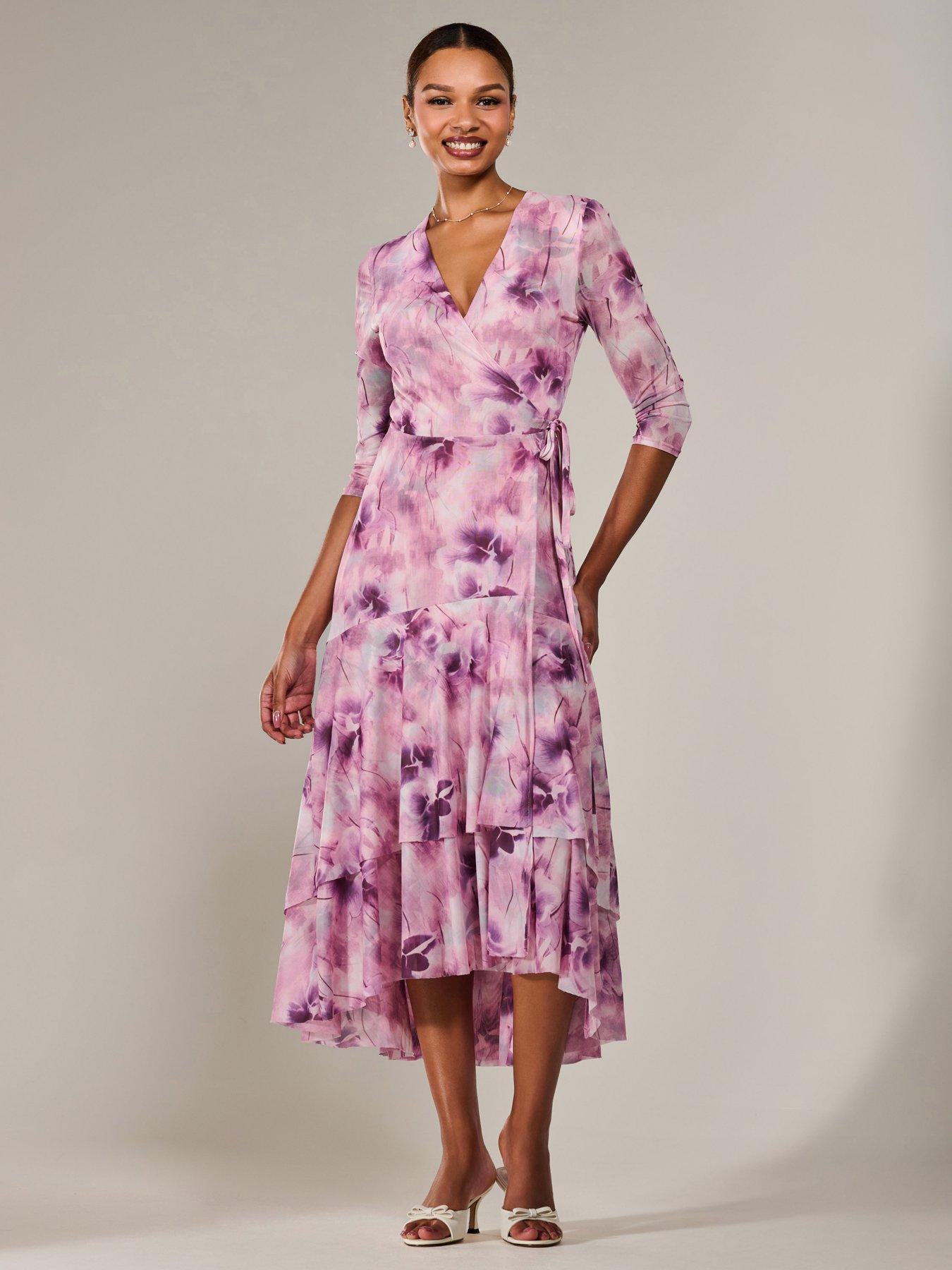 Jolie Moi Mesh Wrap Midaxi Dress