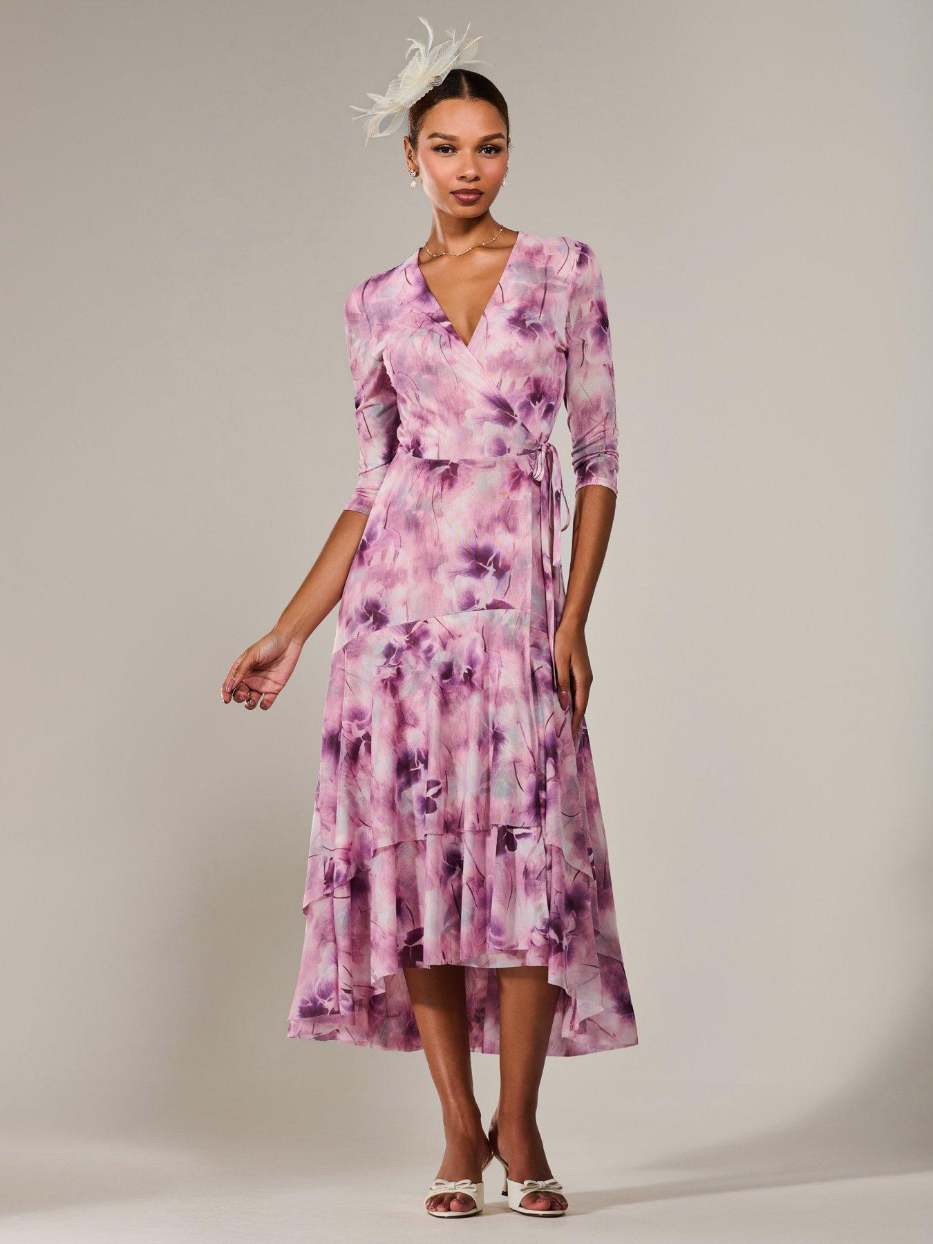 Image 3 of 7 of Jolie Moi Mesh Wrap Midaxi Dress
