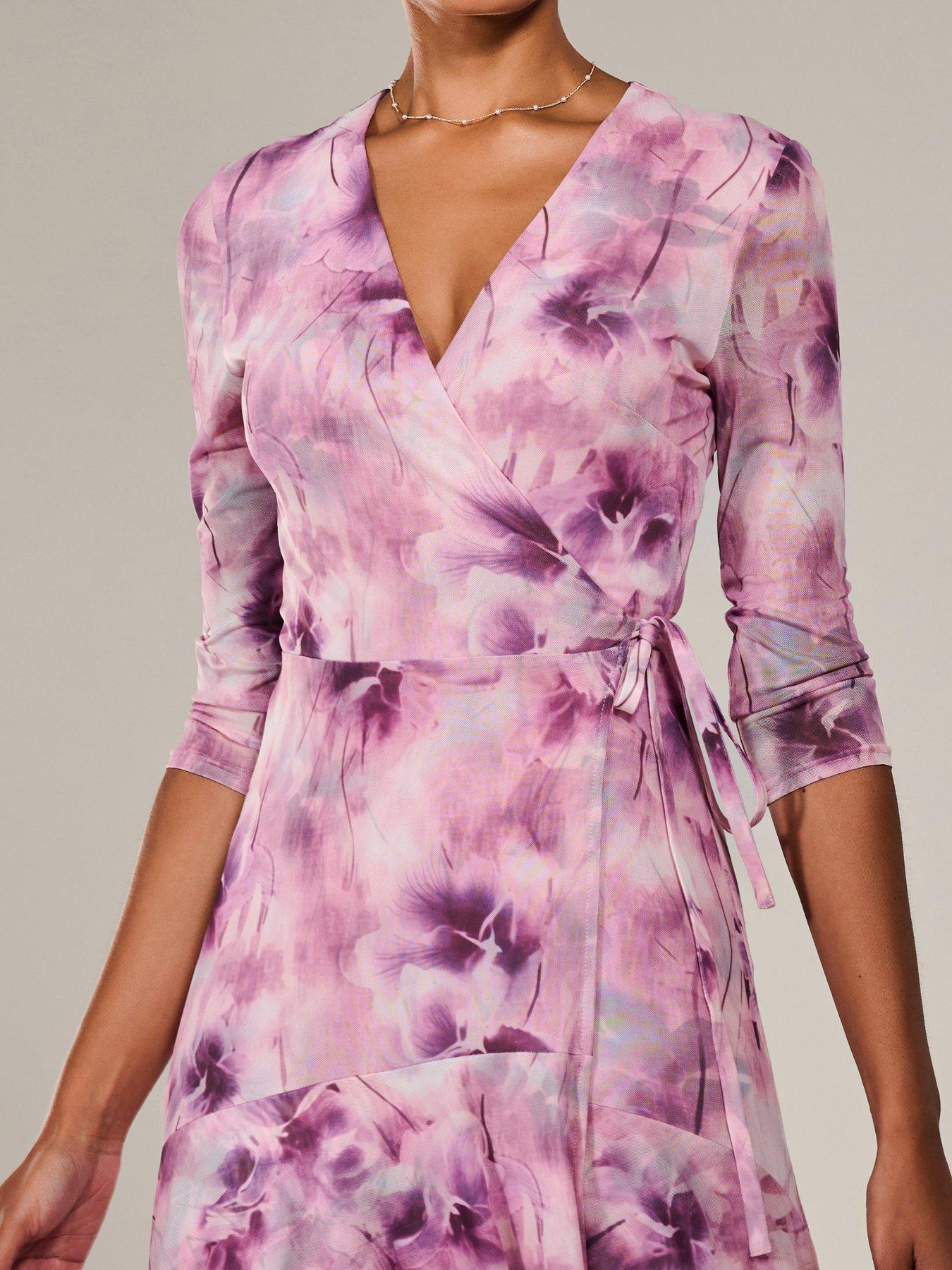 Image 4 of 7 of Jolie Moi Mesh Wrap Midaxi Dress