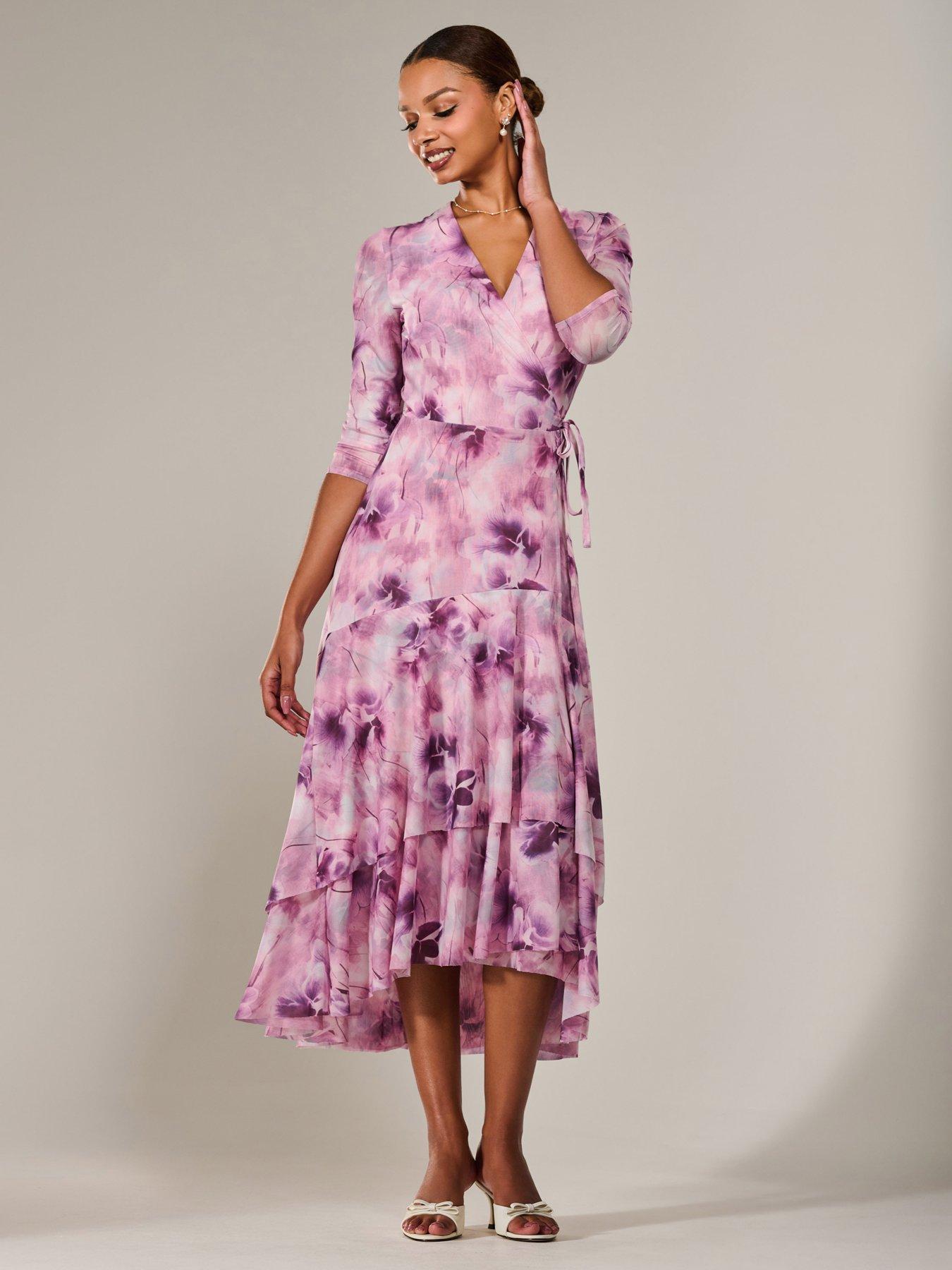 Image 6 of 7 of Jolie Moi Mesh Wrap Midaxi Dress