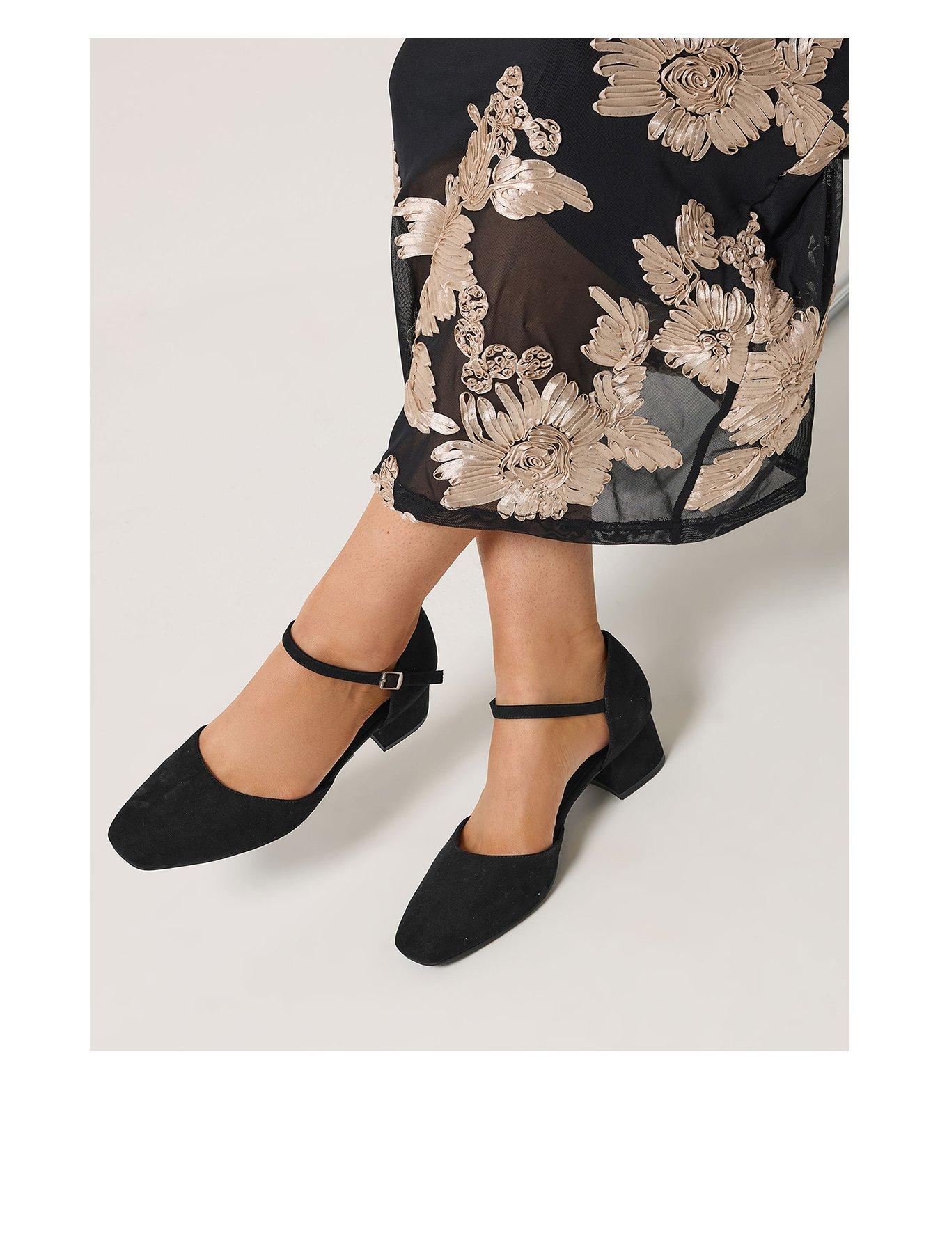 Image 1 of 4 of Yours Extra Wide Fit Square Toe Block Heels - Black