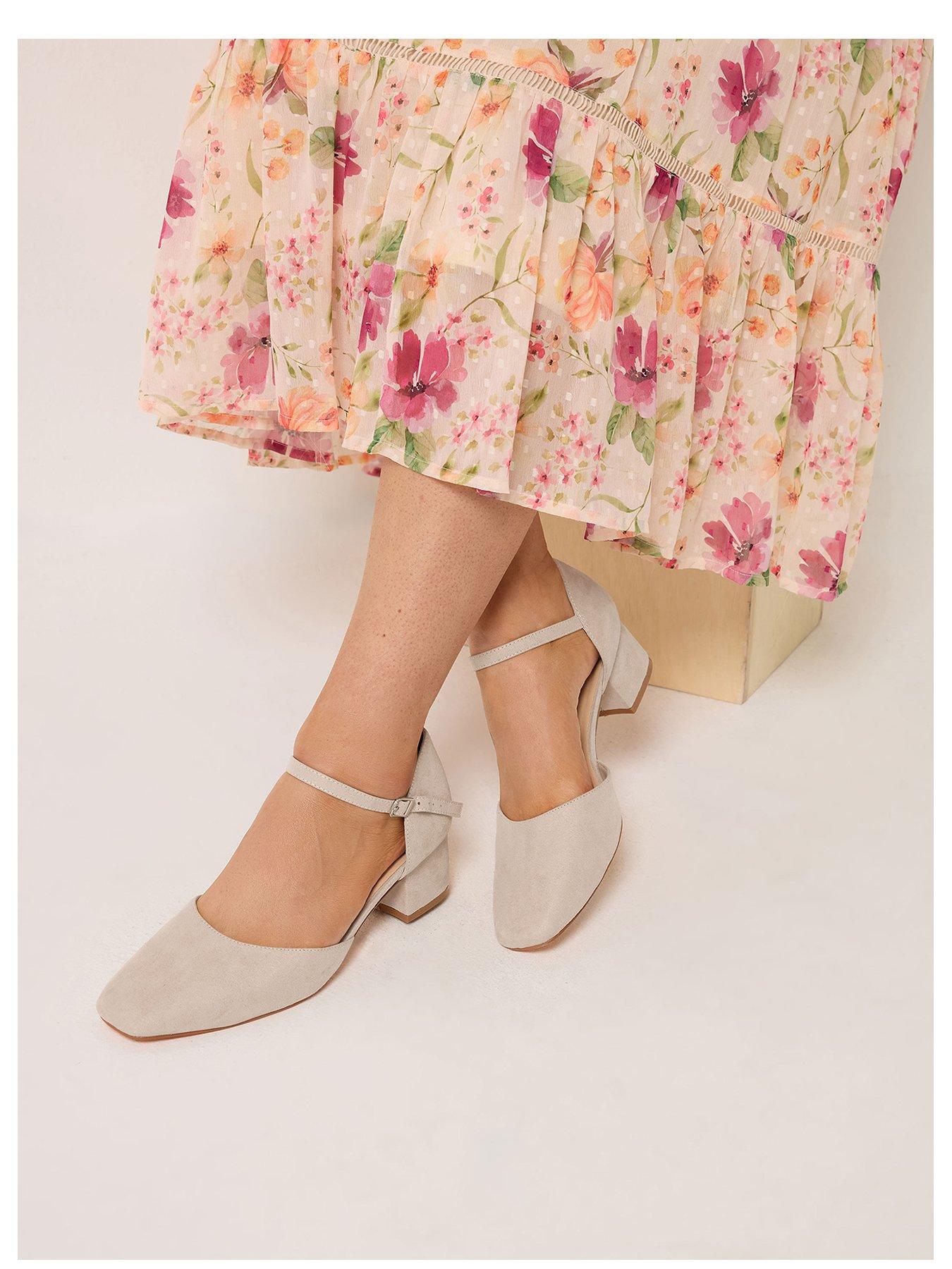 Image 1 of 4 of Yours Extra Wide Fit 2 Part Block Heel Square Toe - Cream