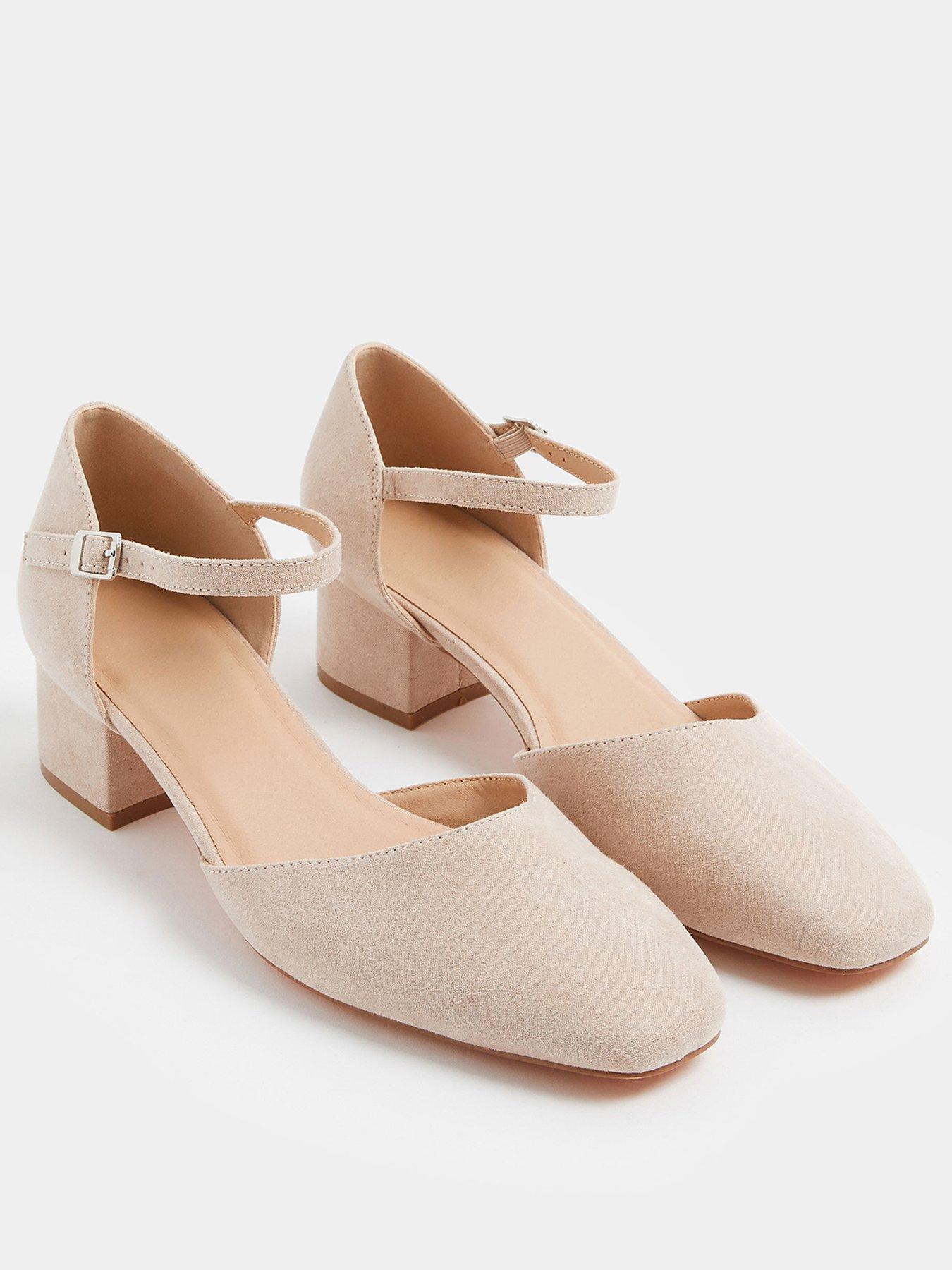 Image 2 of 4 of Yours Extra Wide Fit 2 Part Block Heel Square Toe - Cream