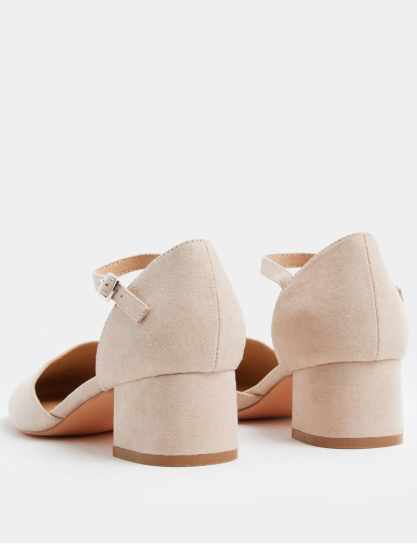 Image 3 of 4 of Yours Extra Wide Fit 2 Part Block Heel Square Toe - Cream