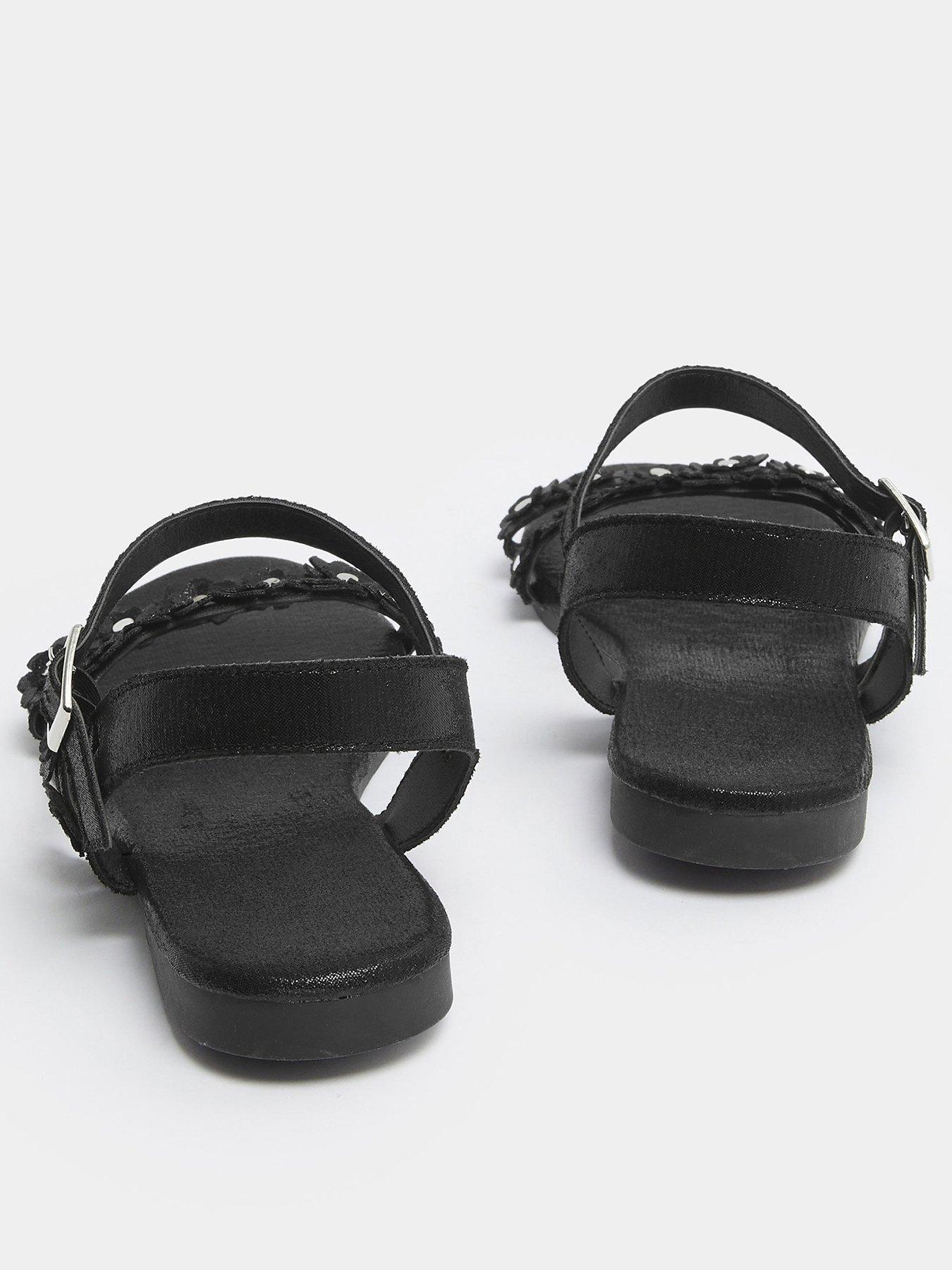 yours-extra-wide-fit-ditsy-floral-flat-sandal-blackback