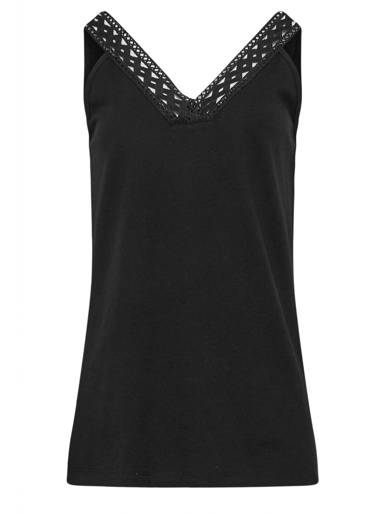 Image 5 of 5 of Long Tall Sally V-Neck Lace Vest - Black