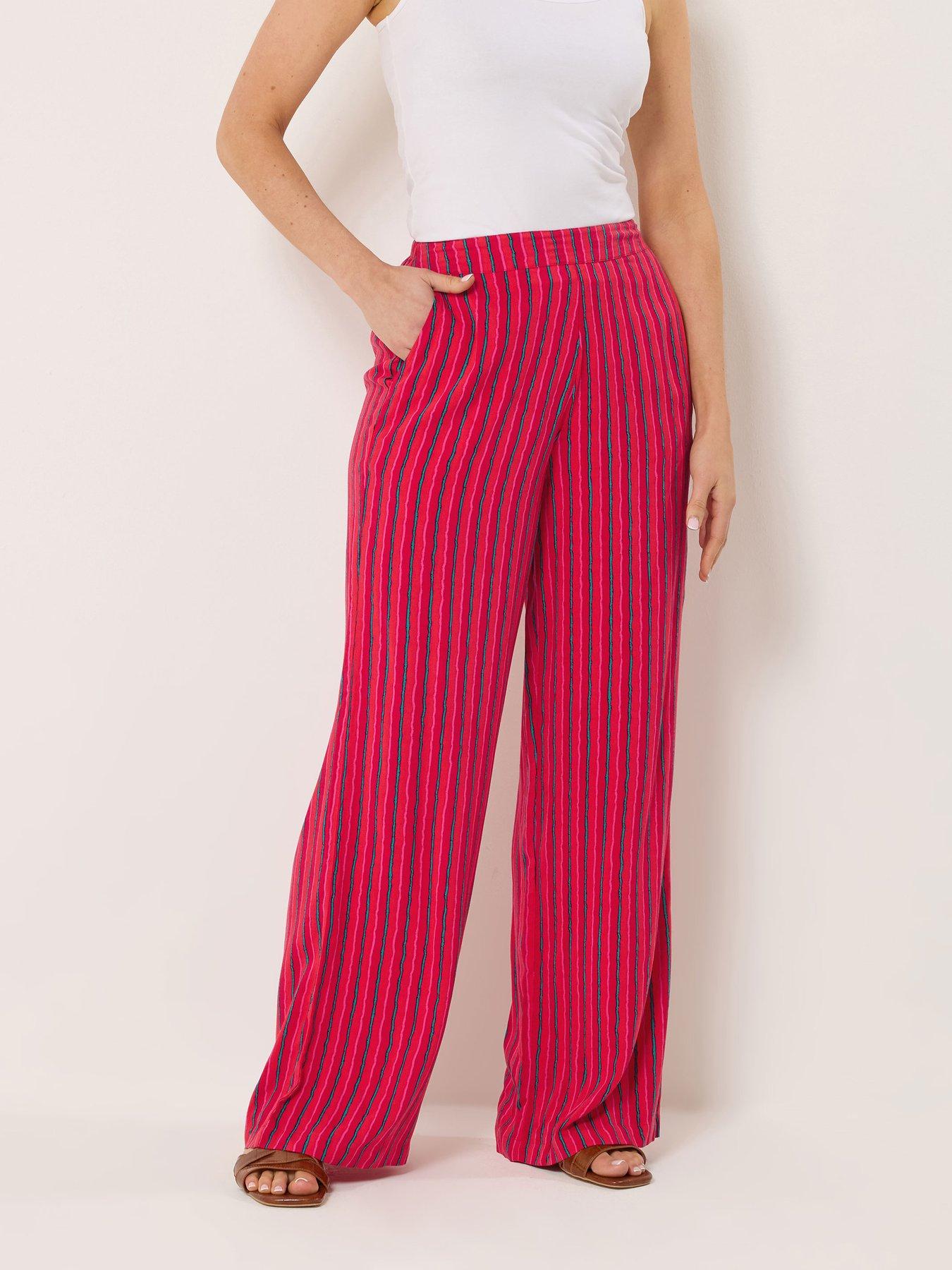Image 1 of 5 of Long Tall Sally Stripe Wide Leg Trousers 36" - Red