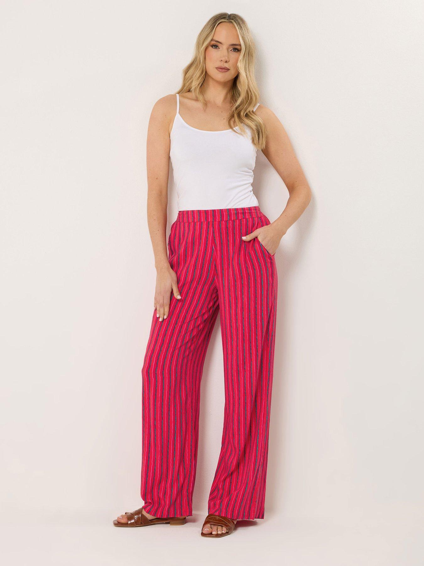Image 3 of 5 of Long Tall Sally Stripe Wide Leg Trousers 36" - Red