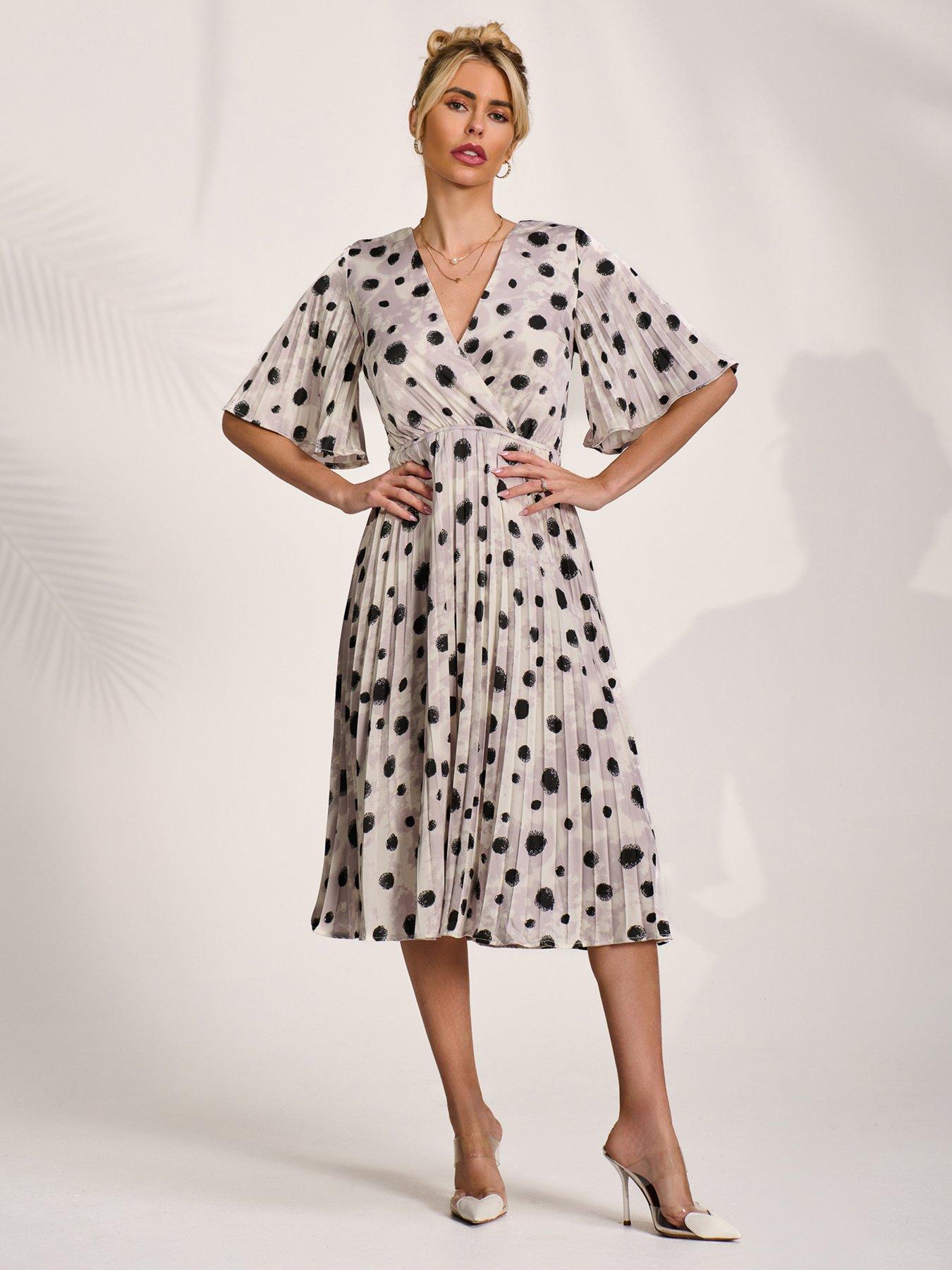 Jolie Moi Pleated Wrap Midi Dress