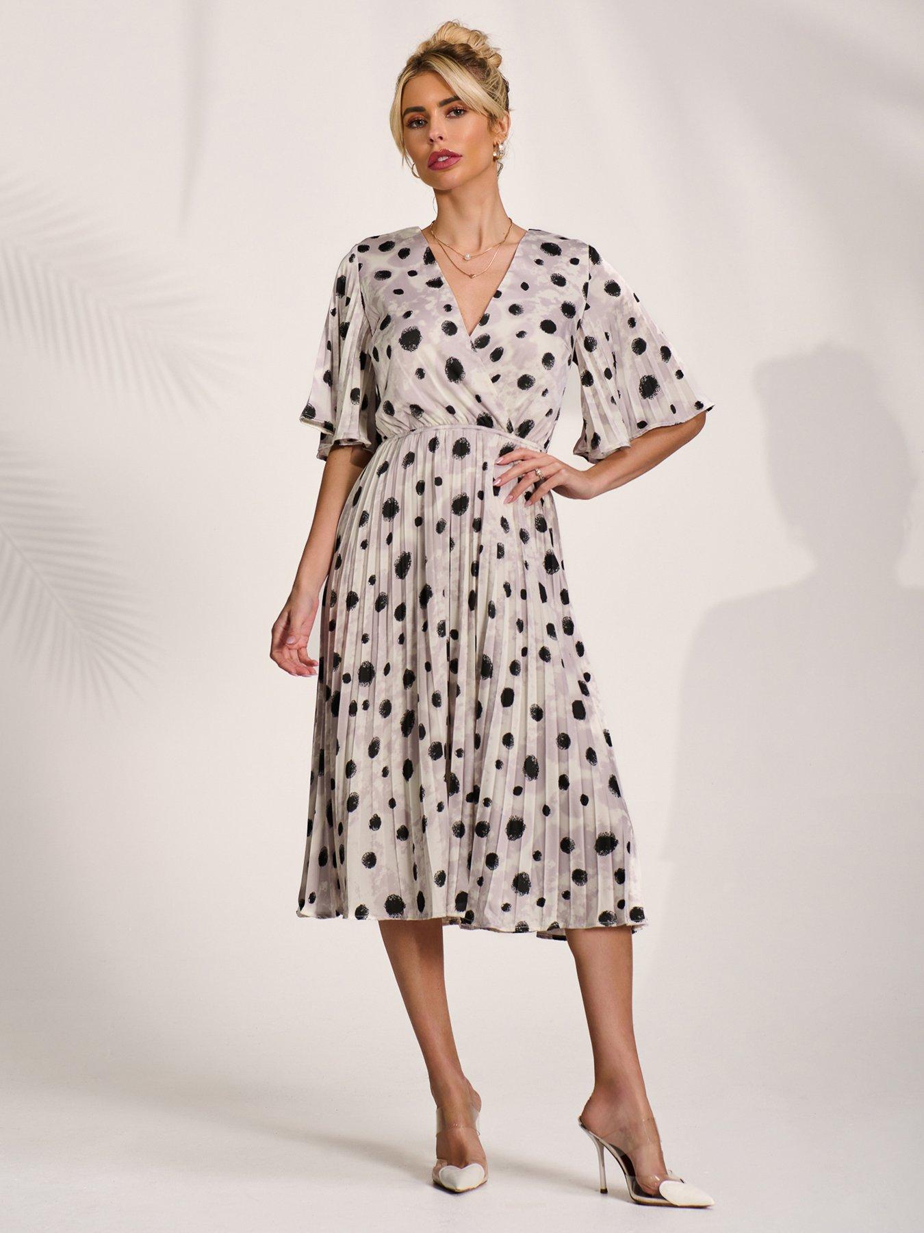 Image 6 of 7 of Jolie Moi Pleated Wrap Midi Dress