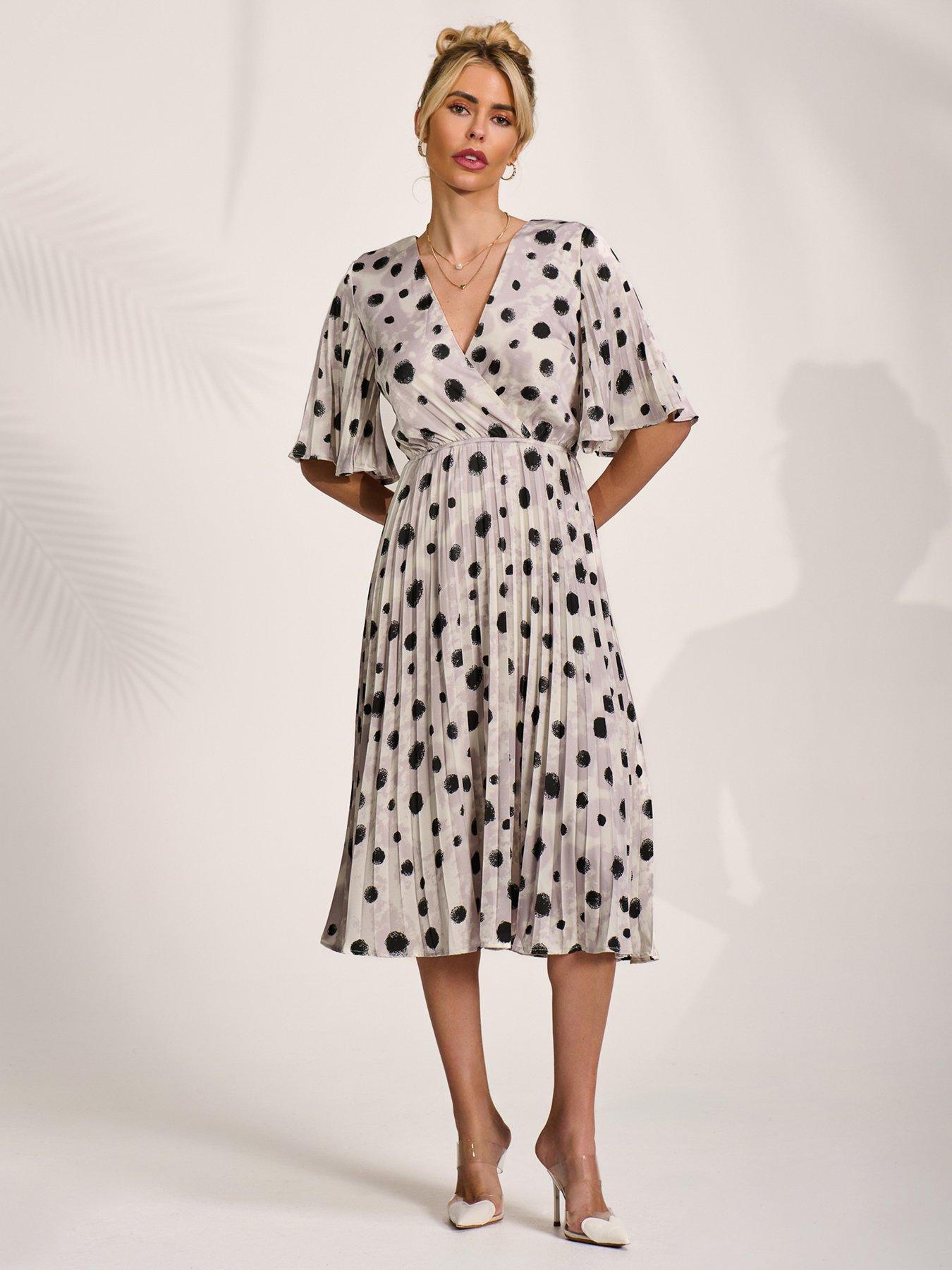 Image 7 of 7 of Jolie Moi Pleated Wrap Midi Dress