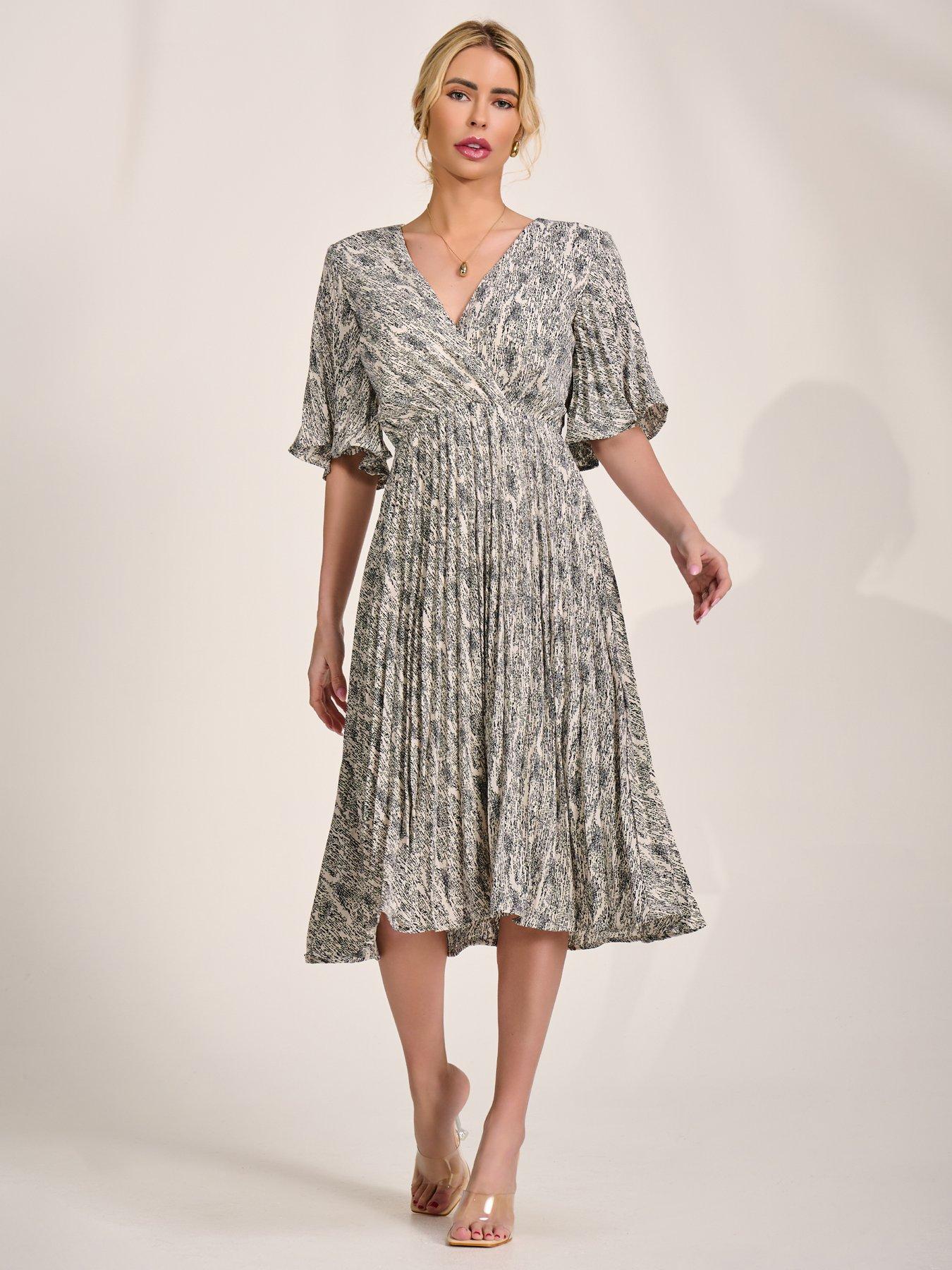 Image 3 of 7 of Jolie Moi Pleated Wrap Midi Dress