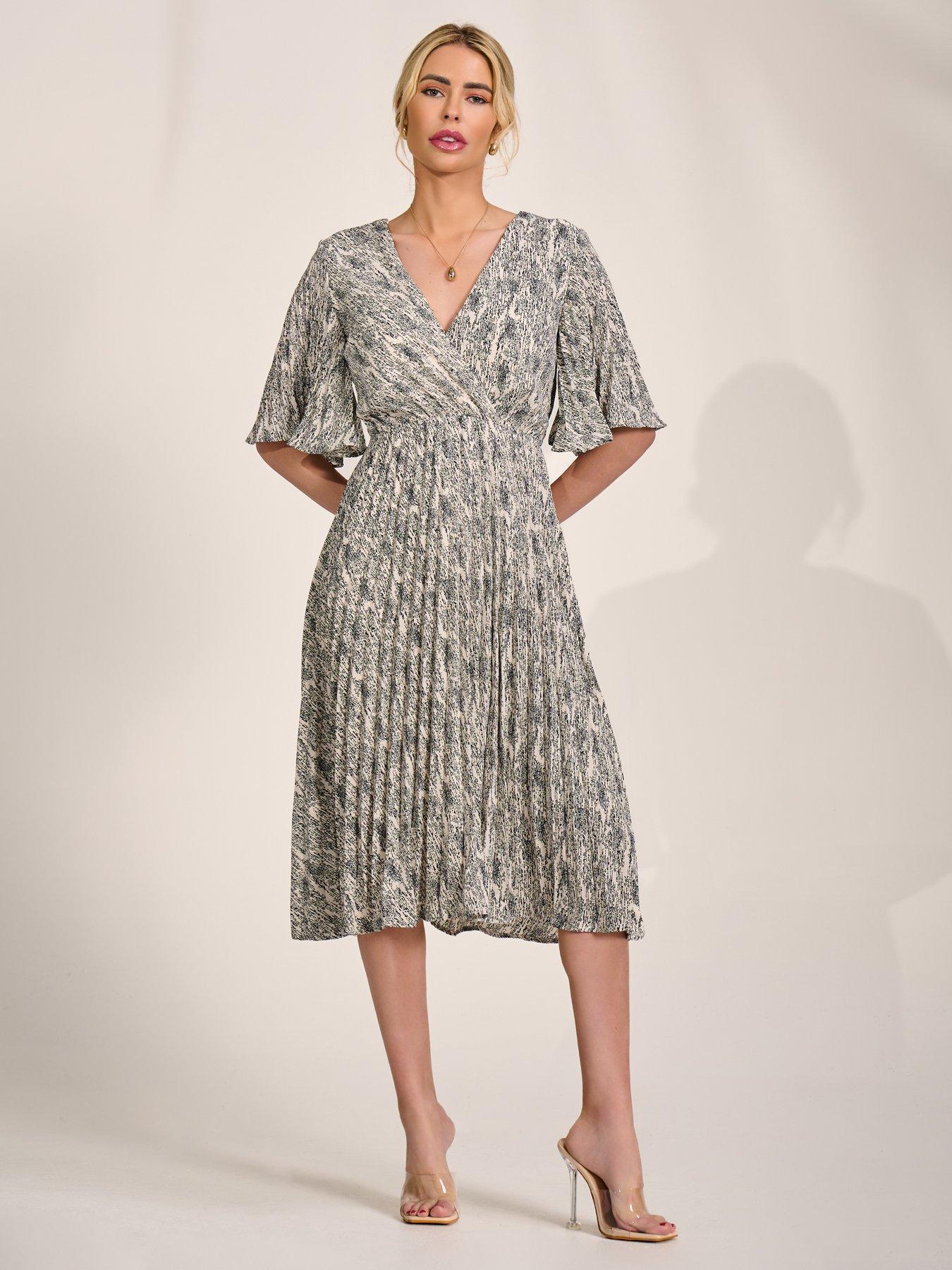 Image 5 of 7 of Jolie Moi Pleated Wrap Midi Dress