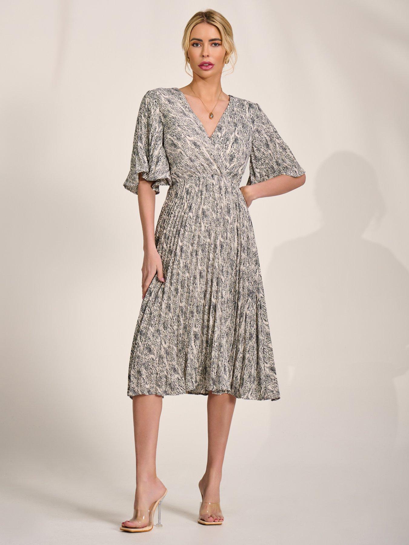Image 6 of 7 of Jolie Moi Pleated Wrap Midi Dress
