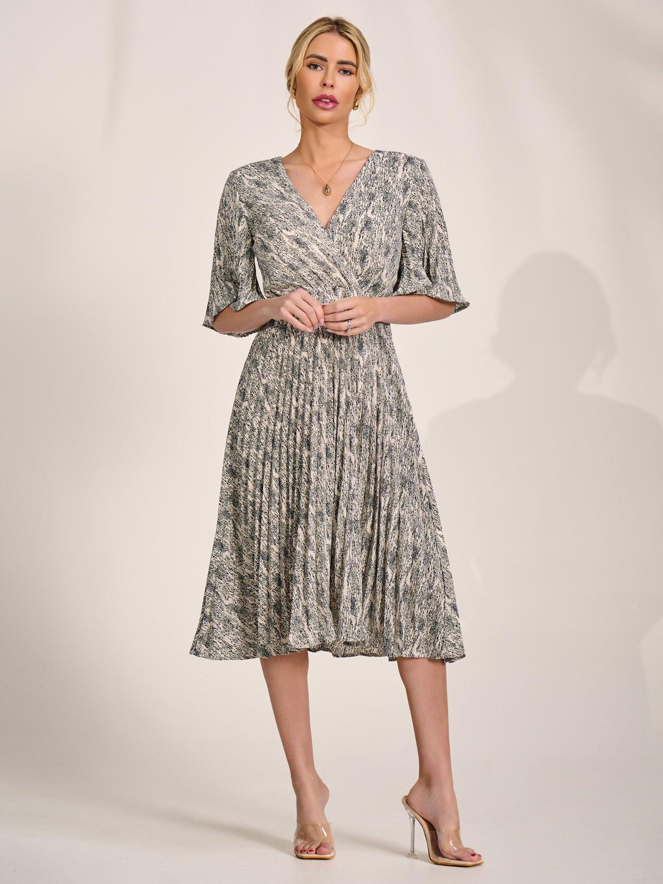 Image 7 of 7 of Jolie Moi Pleated Wrap Midi Dress