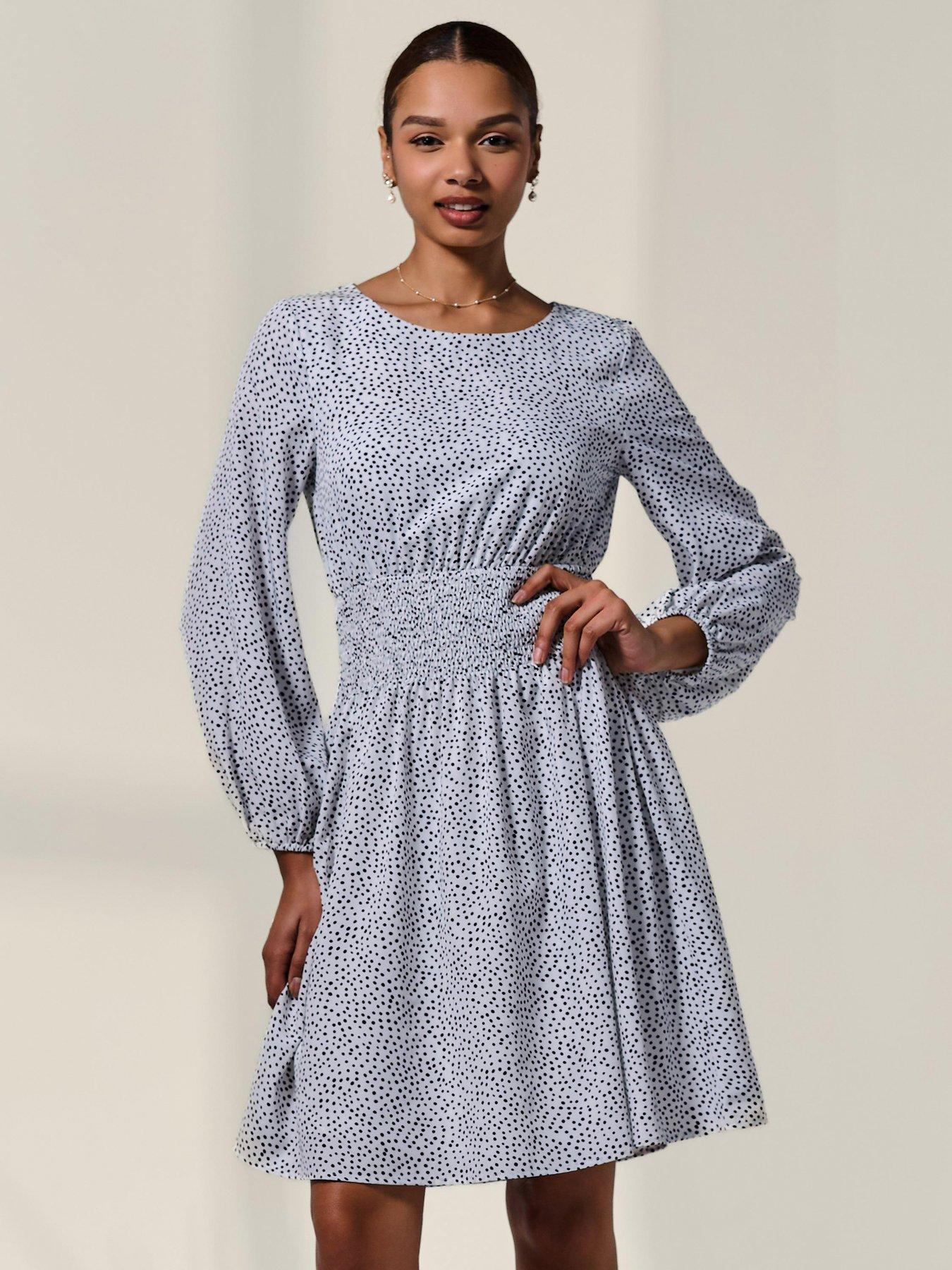 Jolie Moi Long Sleeve Ruched Waist Midi Dress