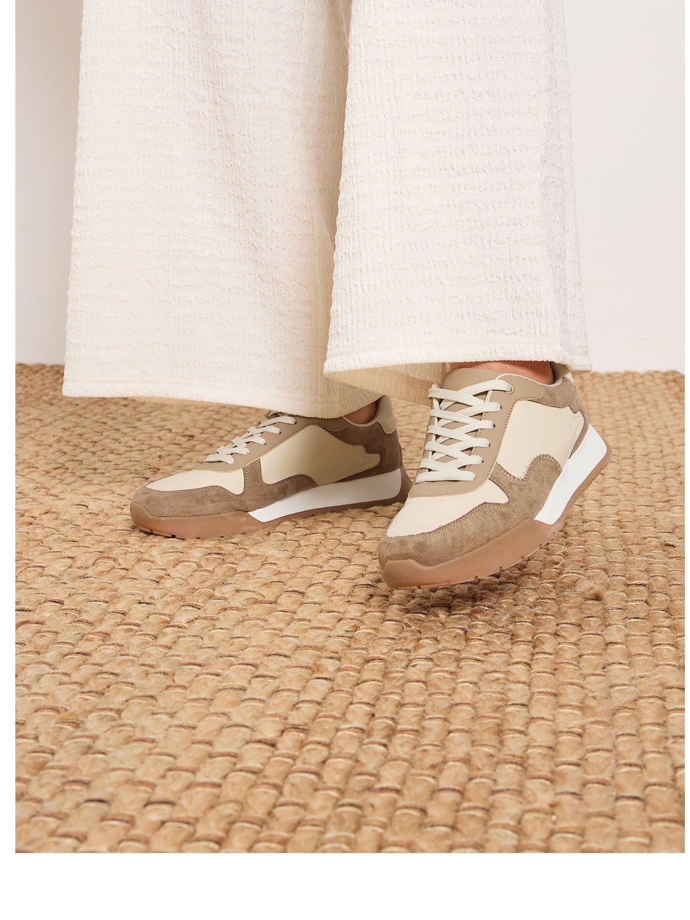 Yours Extra Wide Fit Sole Panelled Runner Shoe - Cream